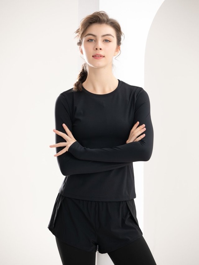 Black Long-Sleeve Performance Top