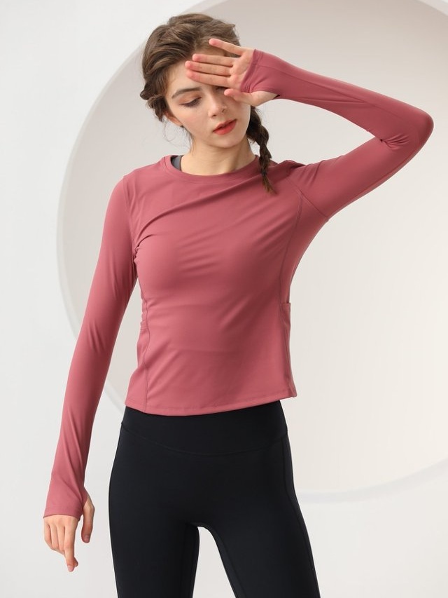 Pink Long Sleeve Seamless Activewear Top
