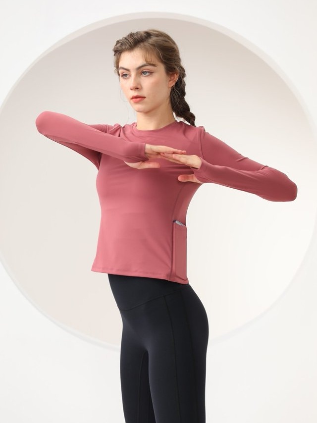 Pink Long Sleeve Seamless Activewear Top