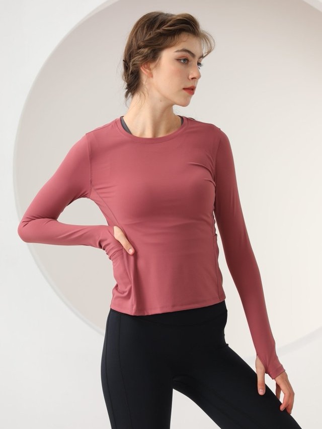 Pink Long Sleeve Seamless Activewear Top