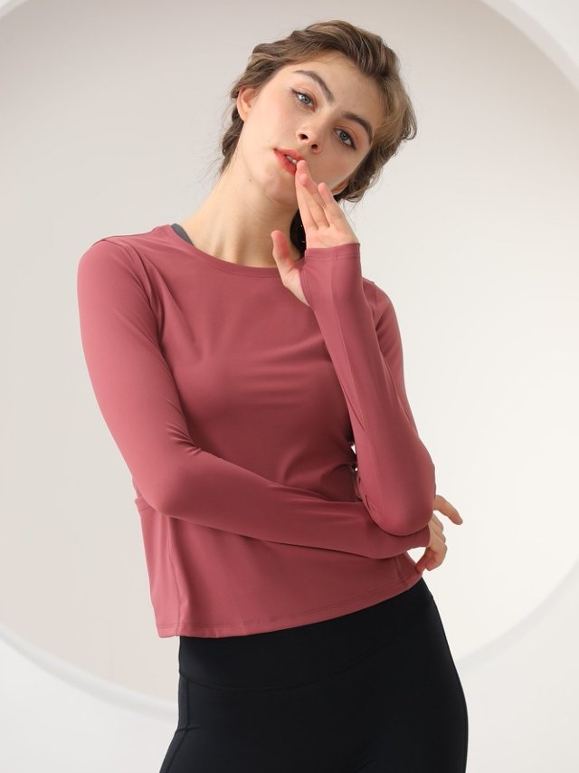 Pink Long Sleeve Seamless Activewear Top