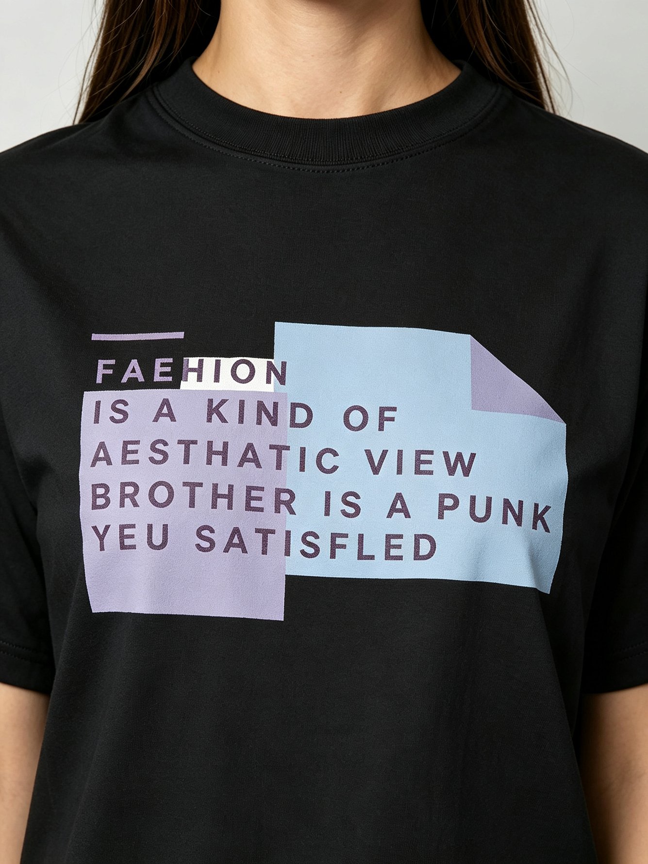 Black Printed Round Neck Regular T-Shirt
