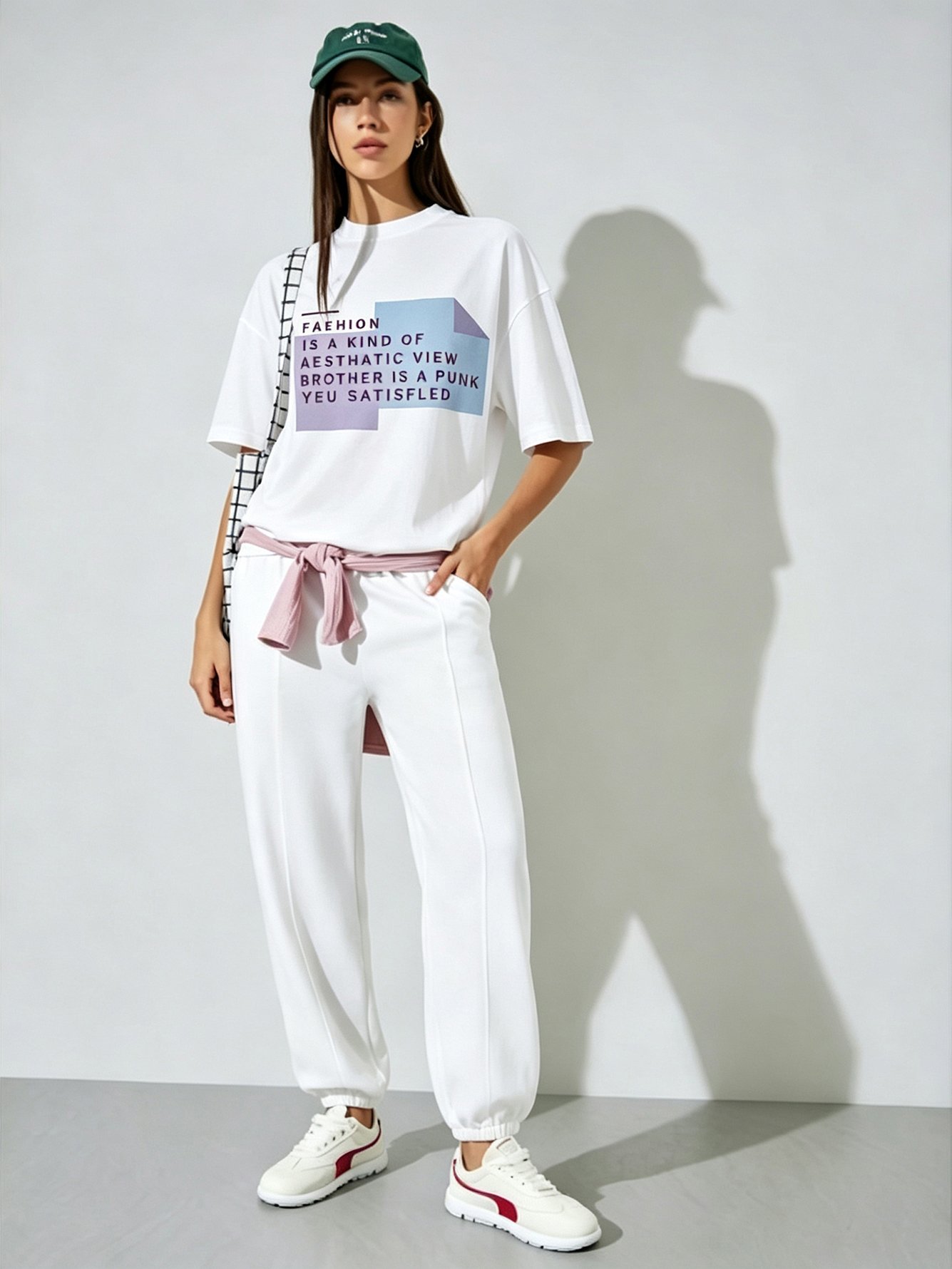 White Printed Round Neck Regular T-Shirt