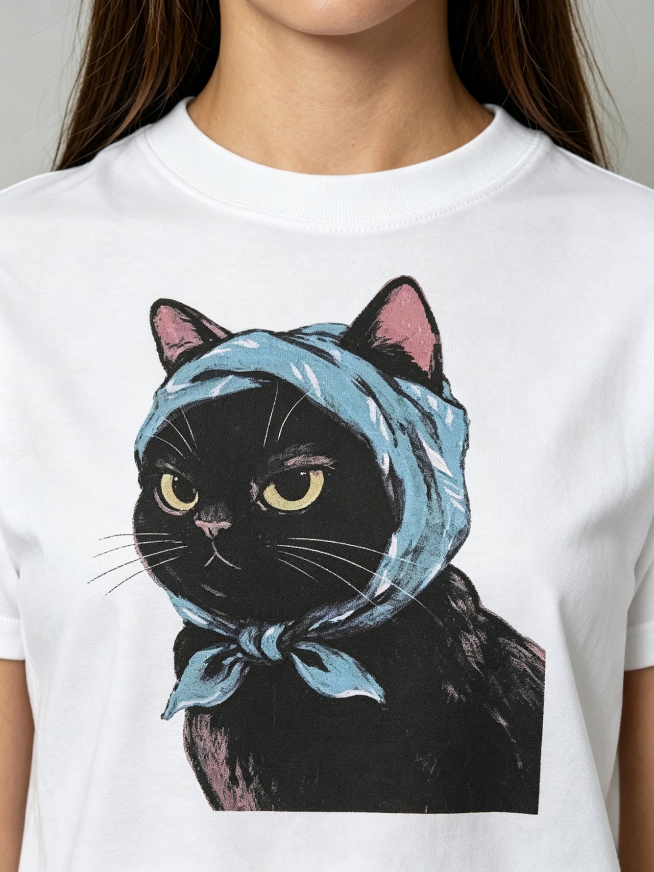 White Printed Round Neck Regular T-Shirt