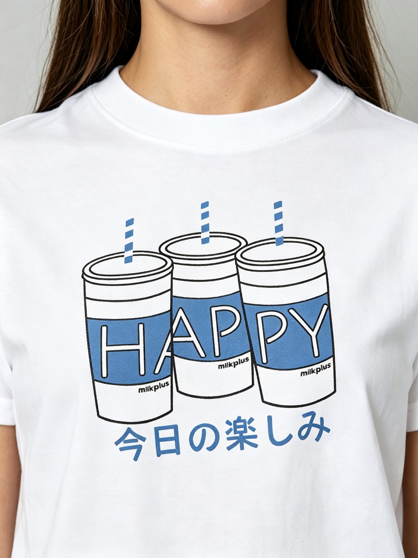 White Printed Round Neck Regular T-Shirt