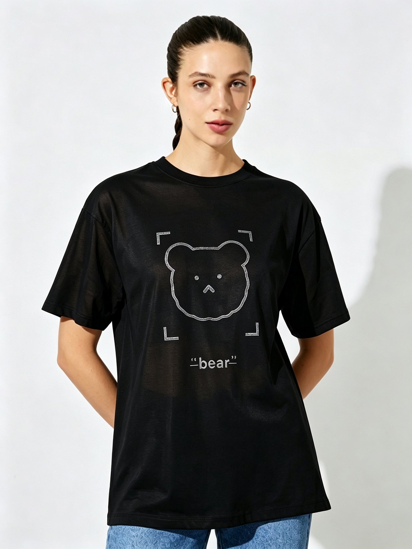 Black Printed Round Neck Regular T-Shirt