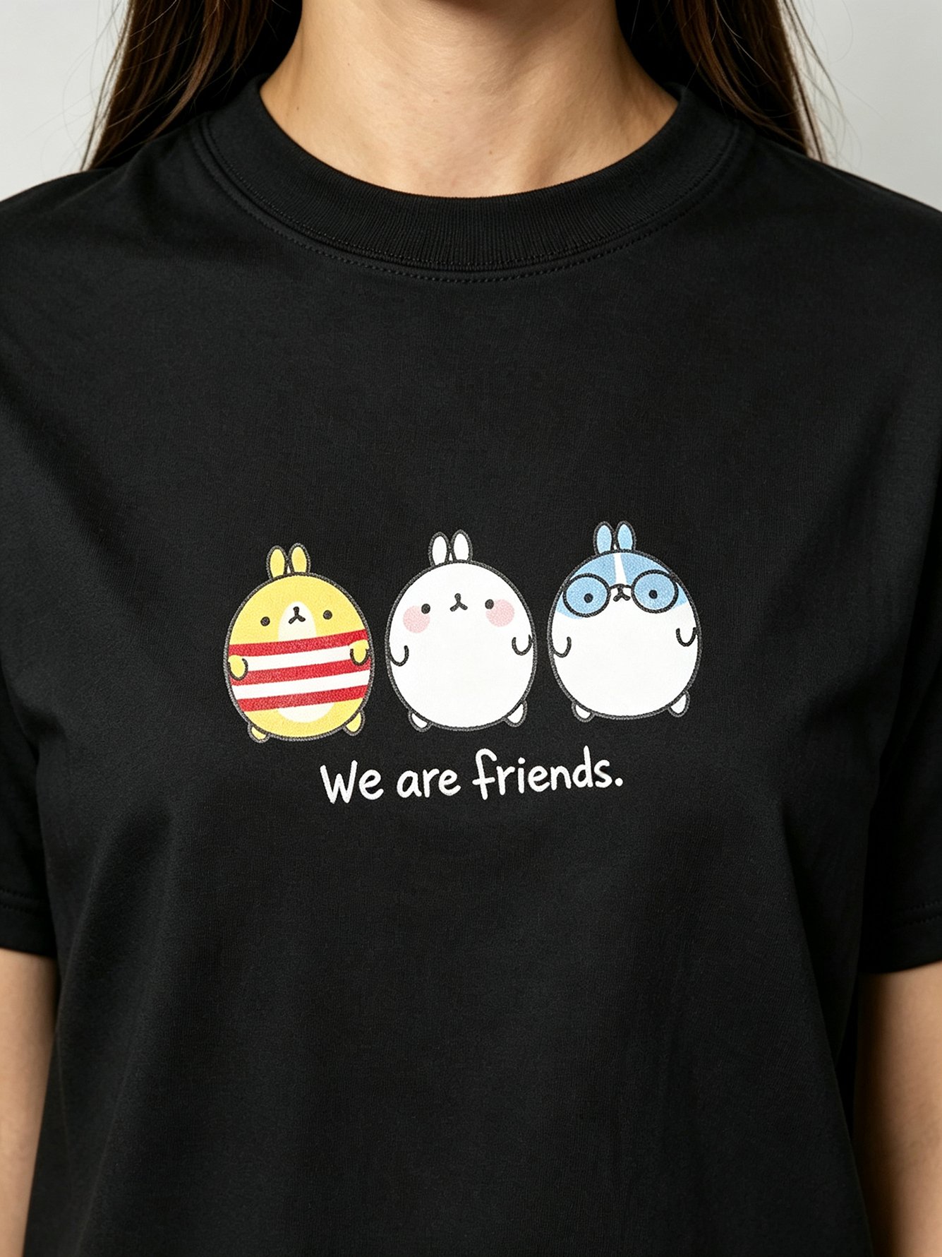 Black Printed Round Neck Regular T-Shirt