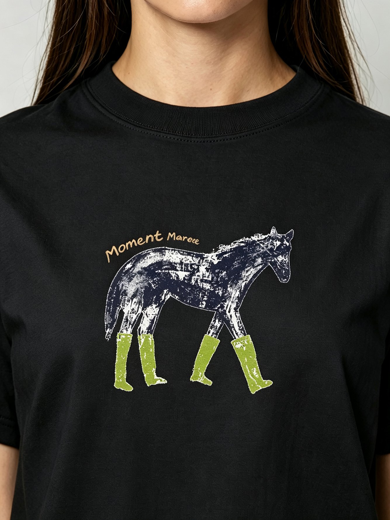Black Printed Round Neck Regular T-Shirt