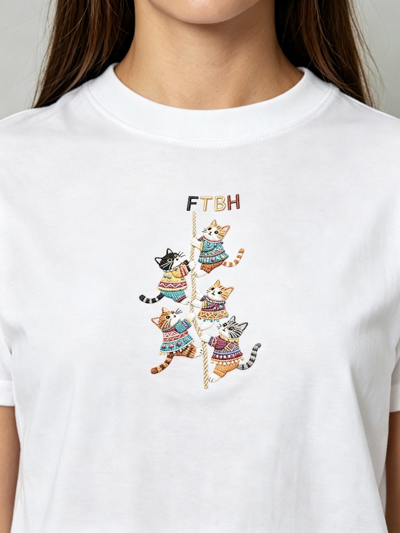 White Printed Round Neck Regular T-Shirt
