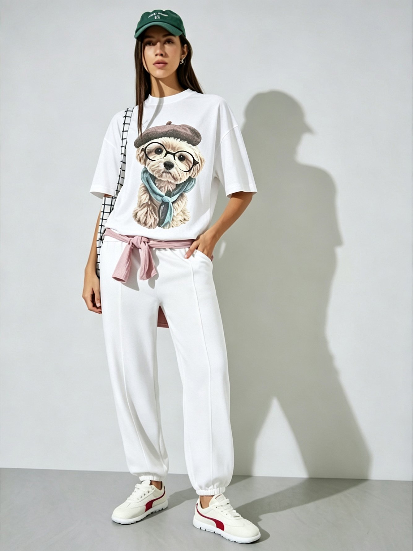 White Printed Round Neck Regular T-Shirt