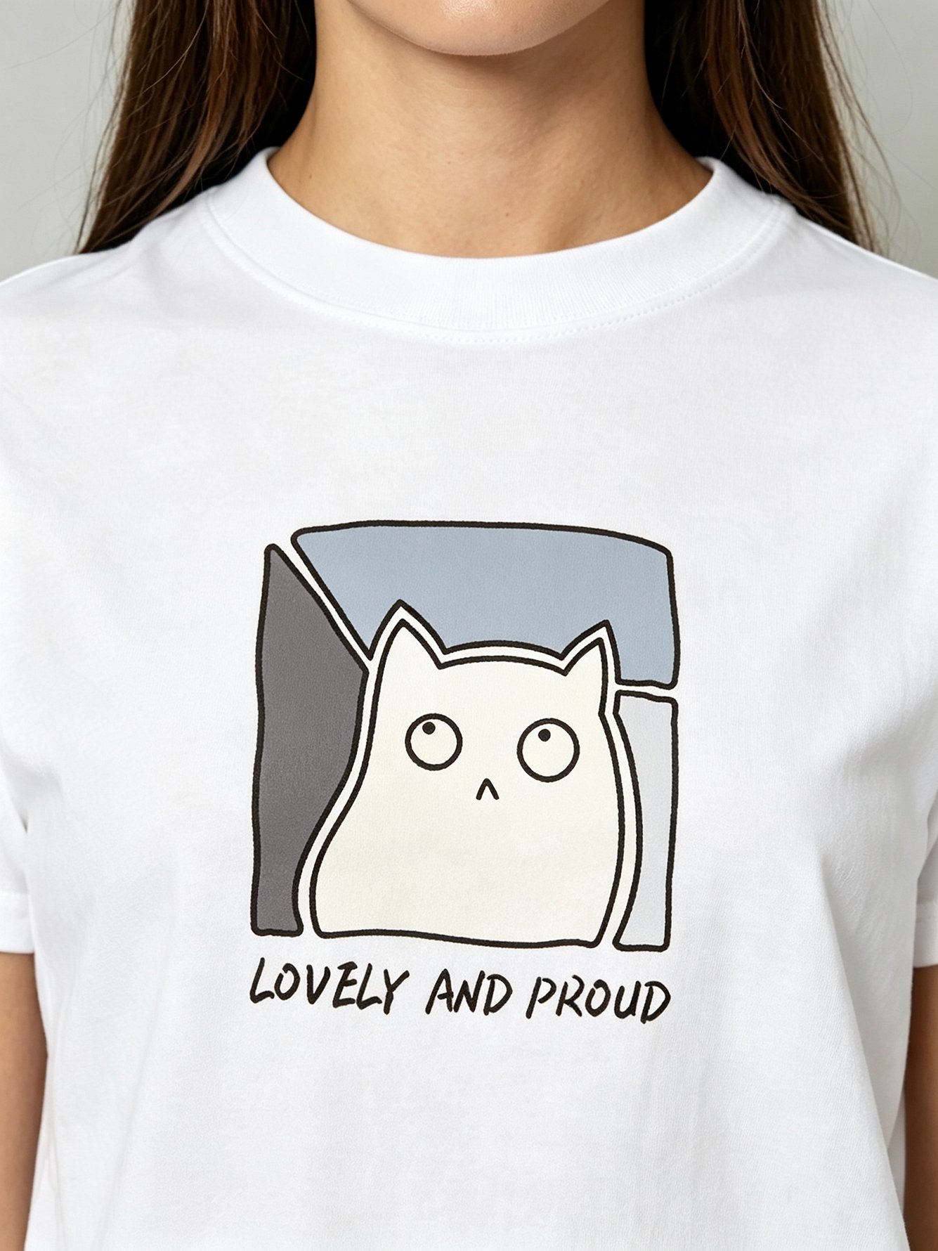 White Printed Round Neck Regular T-Shirt