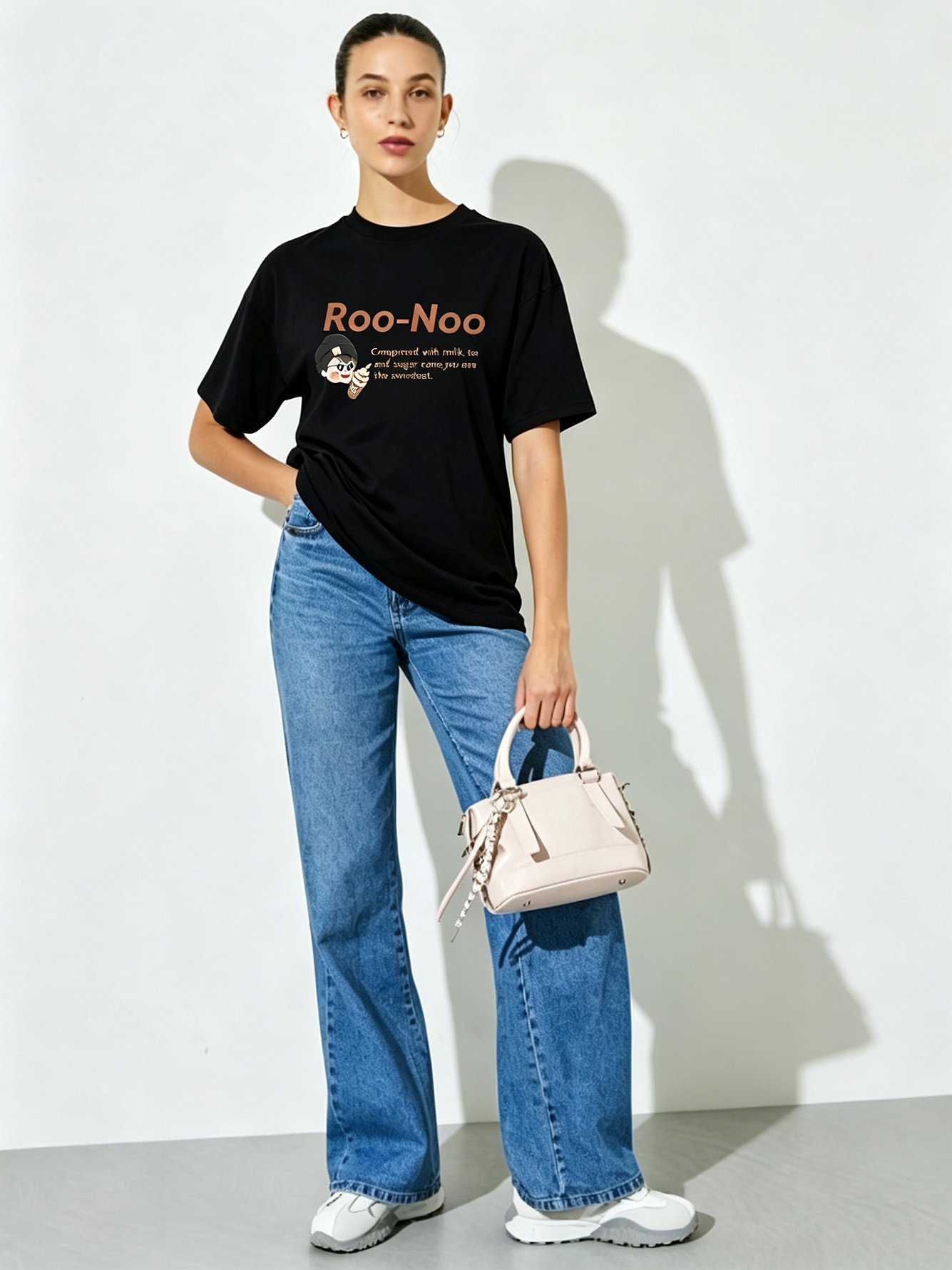 Black Printed Round Neck Regular T-Shirt