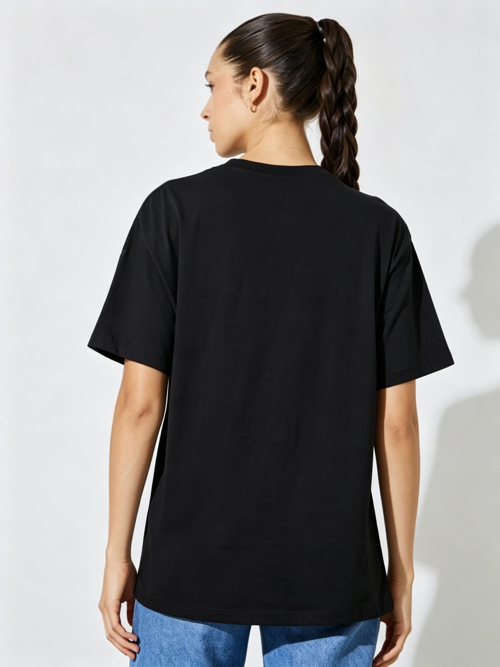 Black Printed Round Neck Regular T-Shirt