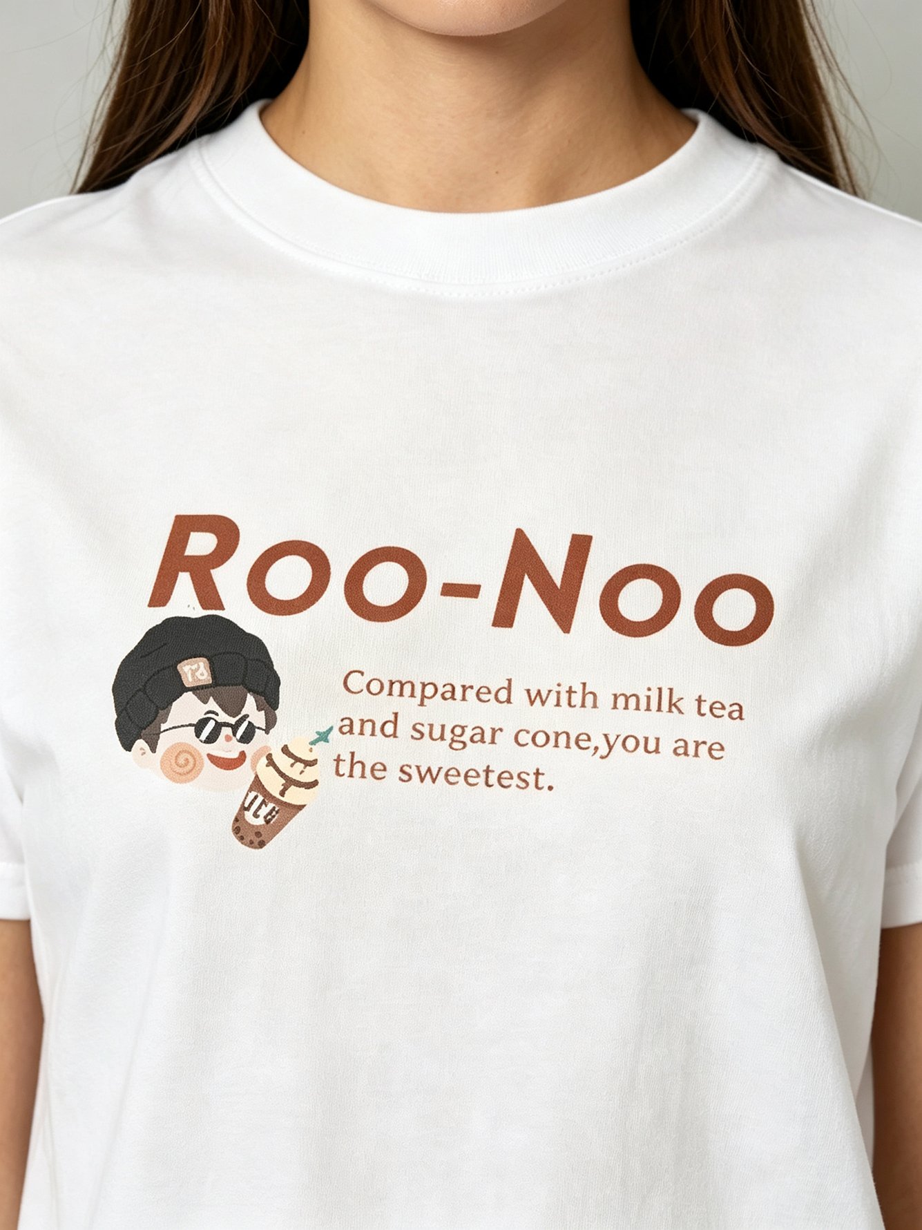 White Printed Round Neck Regular T-Shirt