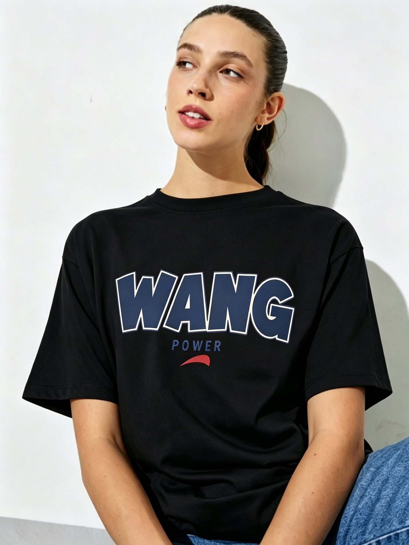 Black Printed Round Neck Regular T-Shirt