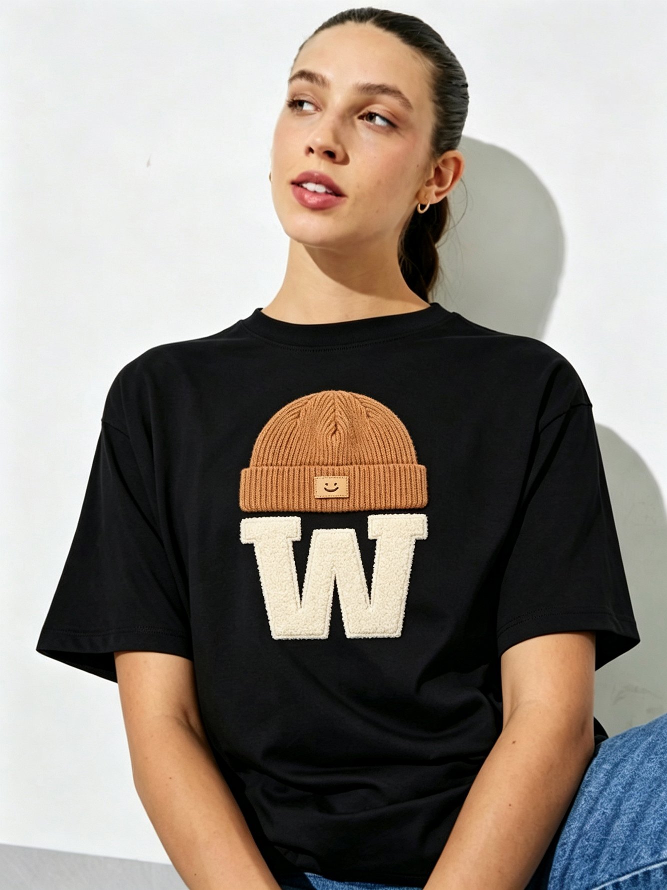Black Printed Round Neck Regular T-Shirt