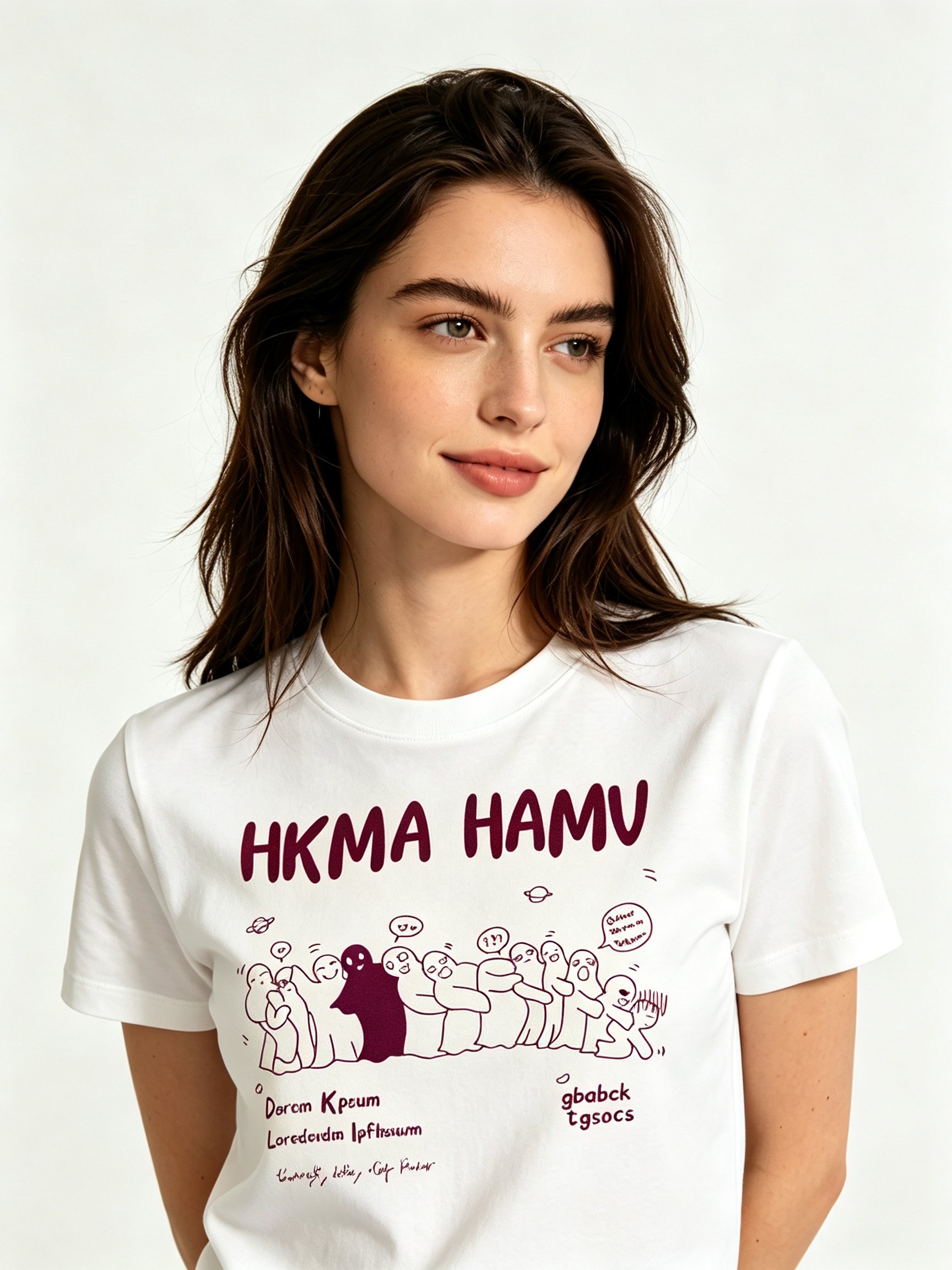 White Printed Round Neck Regular T-Shirt