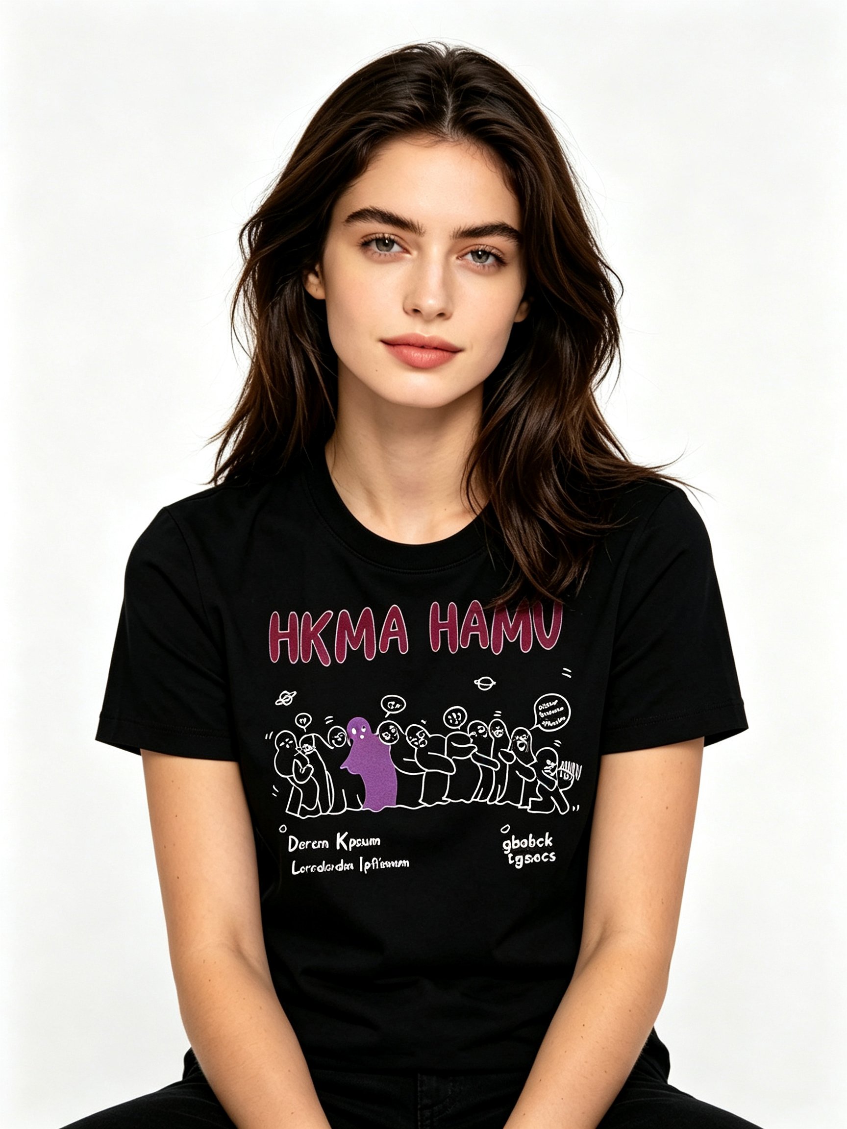 Black Printed Round Neck Regular T-Shirt