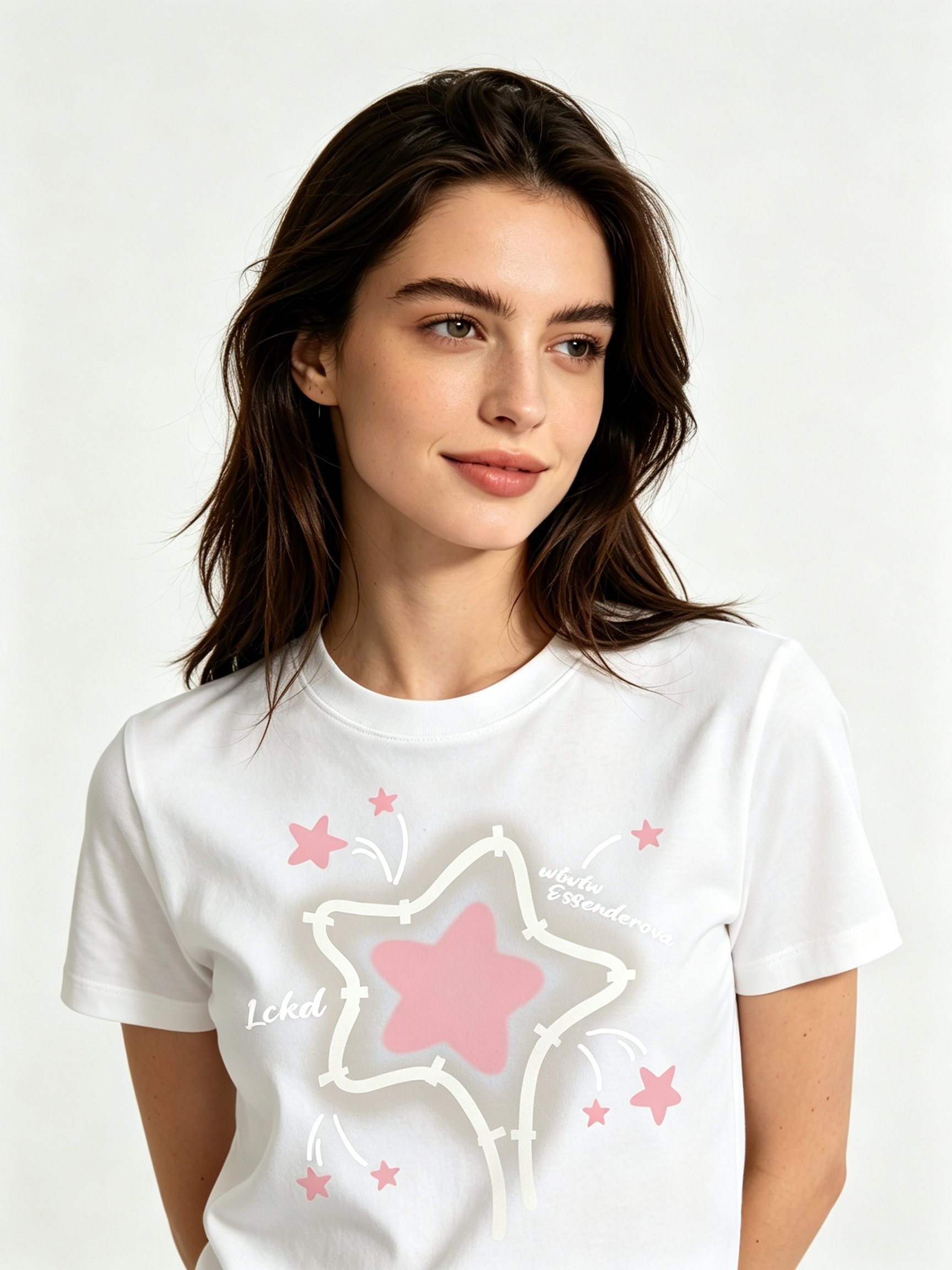 White Printed Round Neck Regular T-Shirt