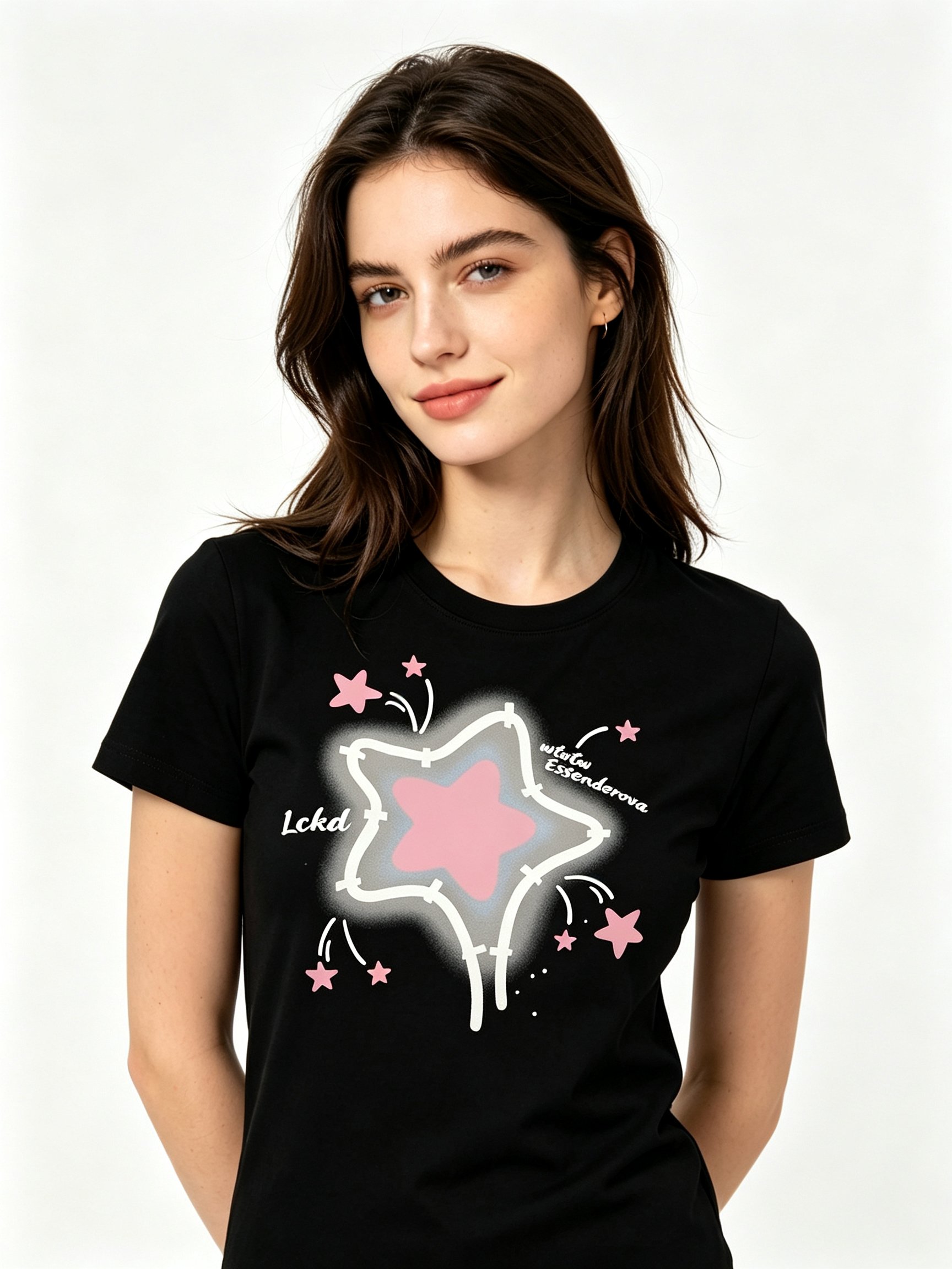 Black Printed Round Neck Regular T-Shirt