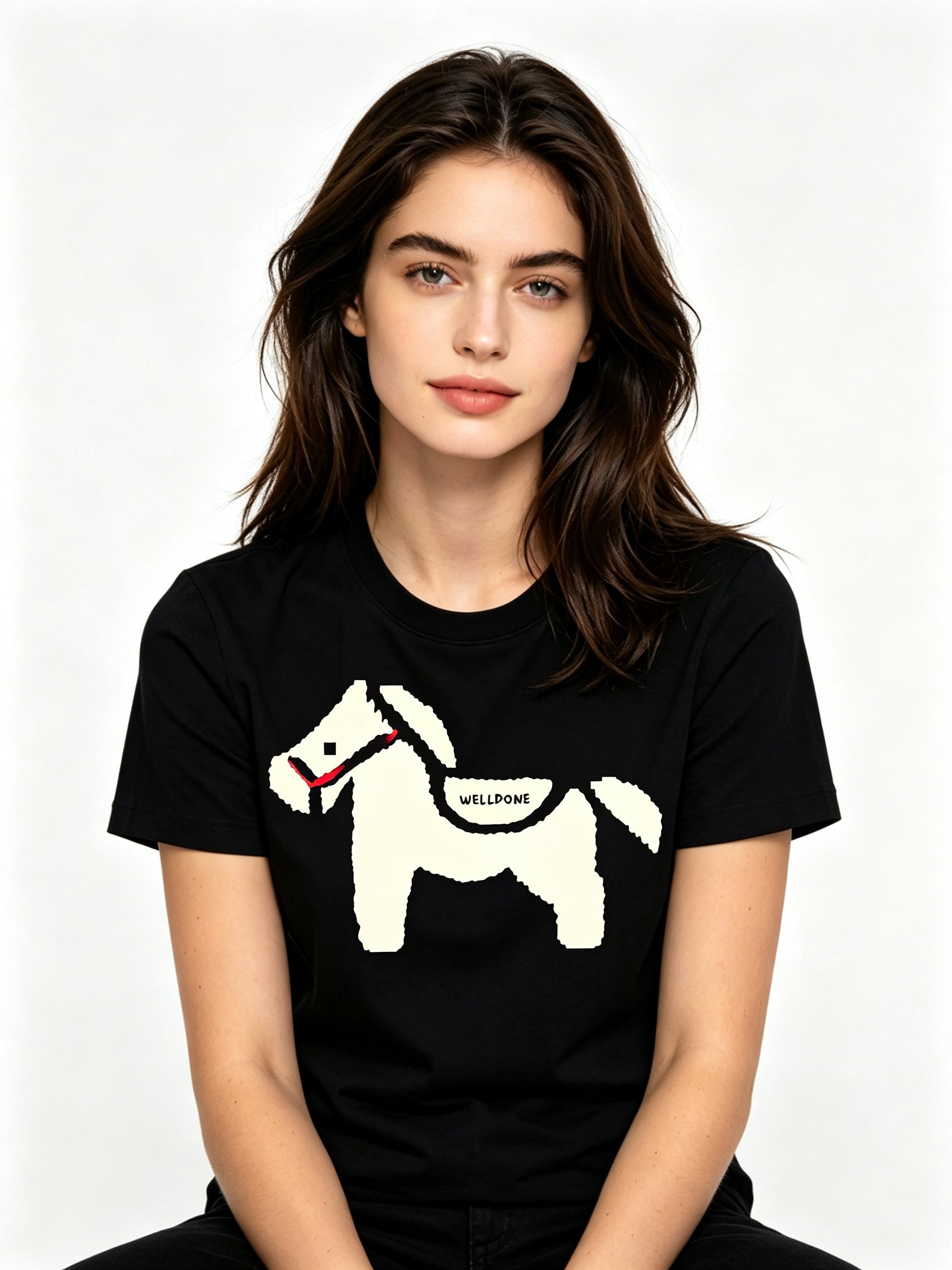 Black Printed Round Neck Regular T-Shirt