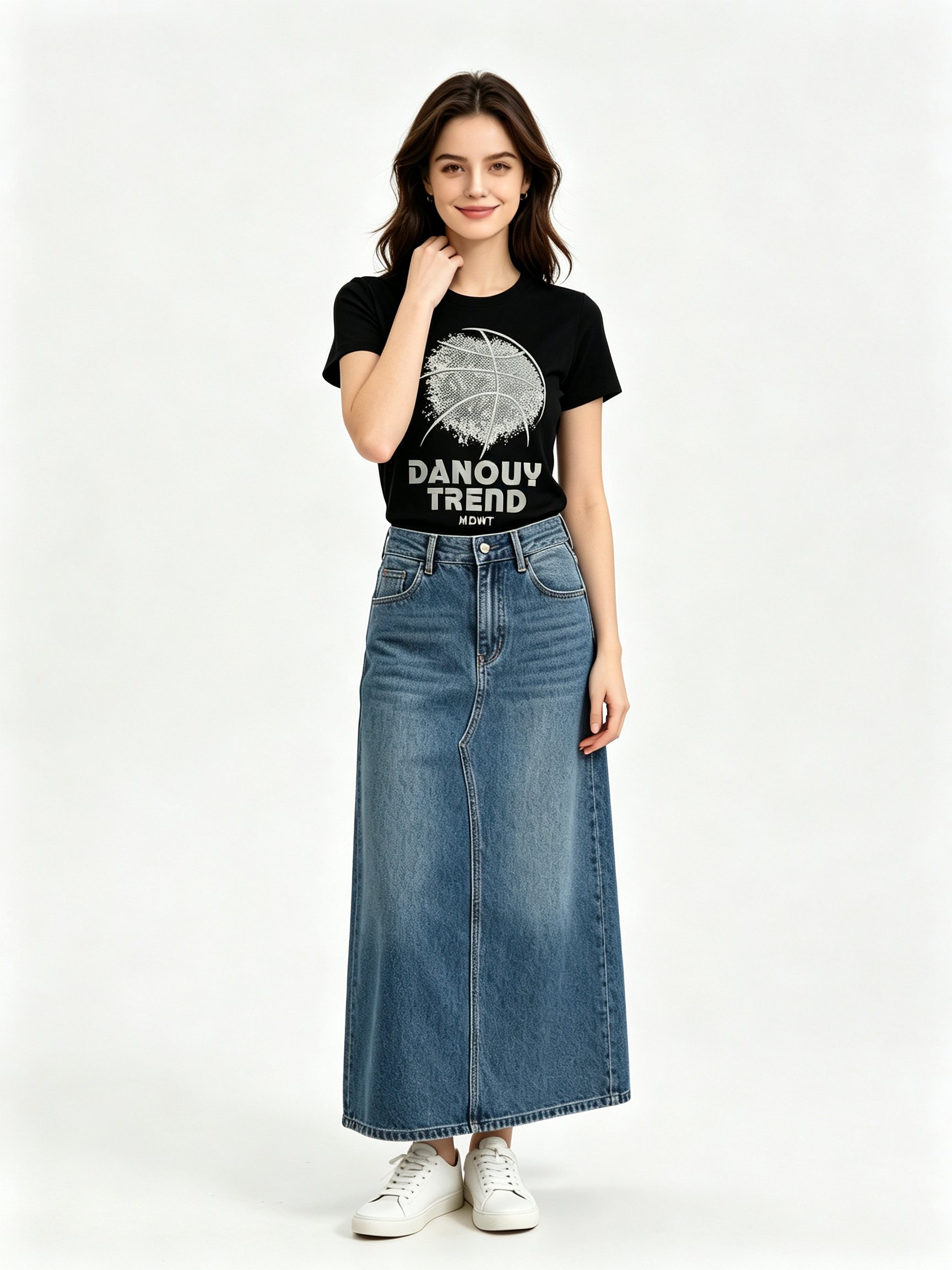 Black Printed Round Neck Regular T-Shirt