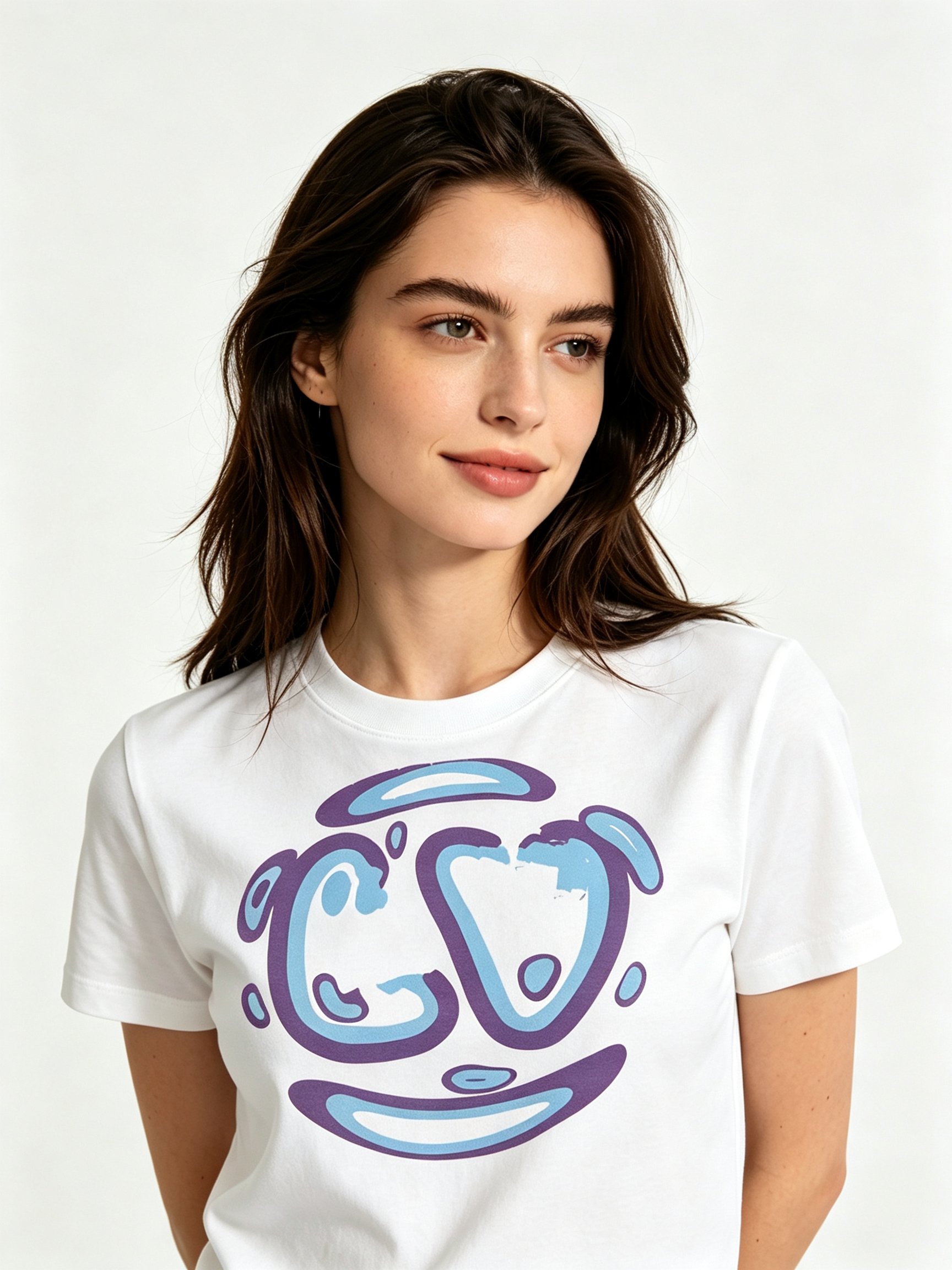 White Printed Round Neck Regular T-Shirt