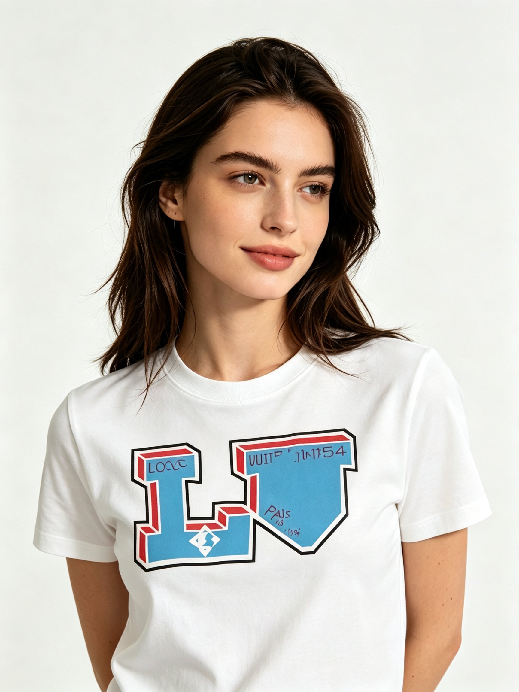 White Printed Round Neck Regular T-Shirt