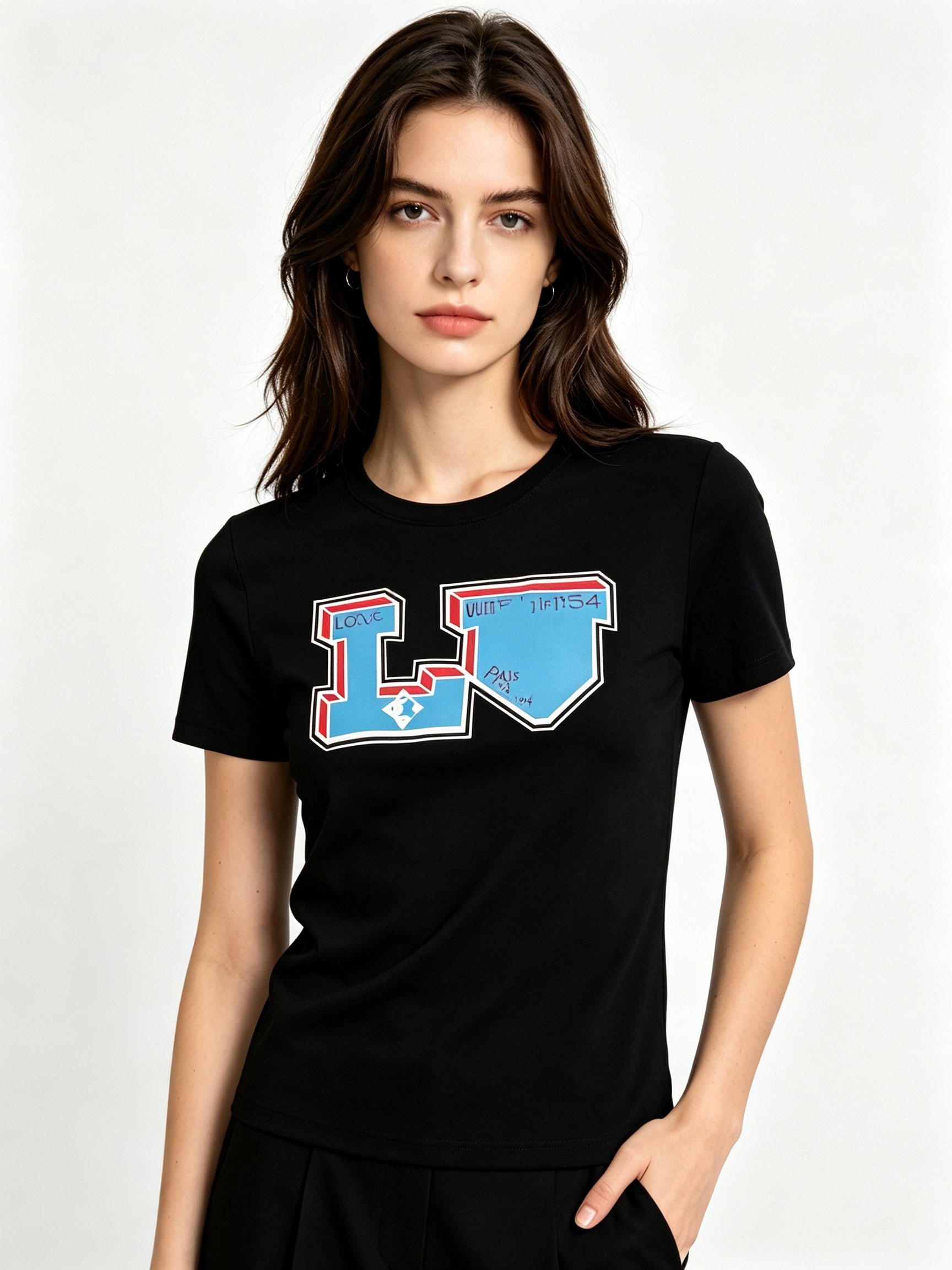 Black Printed Round Neck Regular T-Shirt