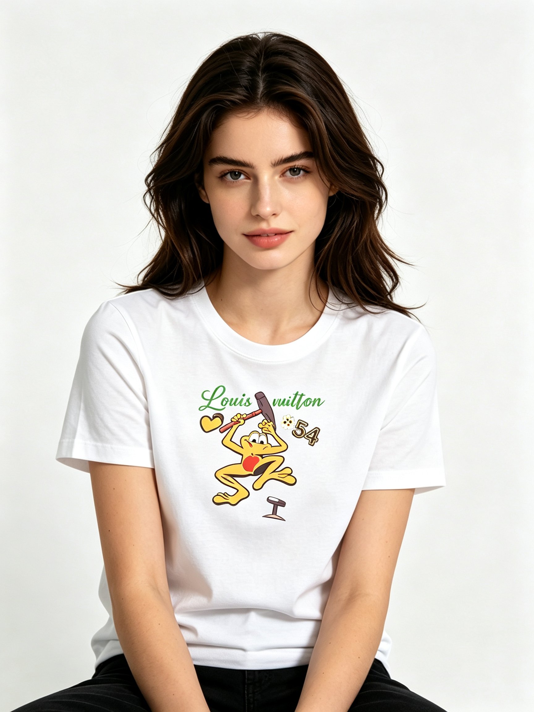 White Printed Round Neck Regular T-Shirt