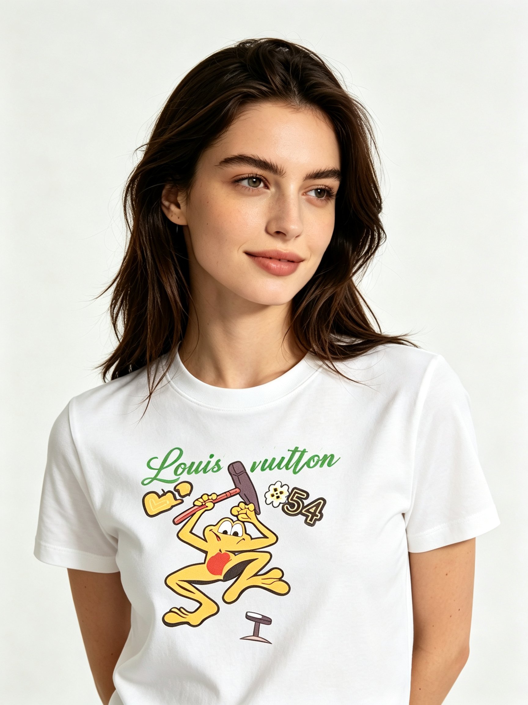 White Printed Round Neck Regular T-Shirt