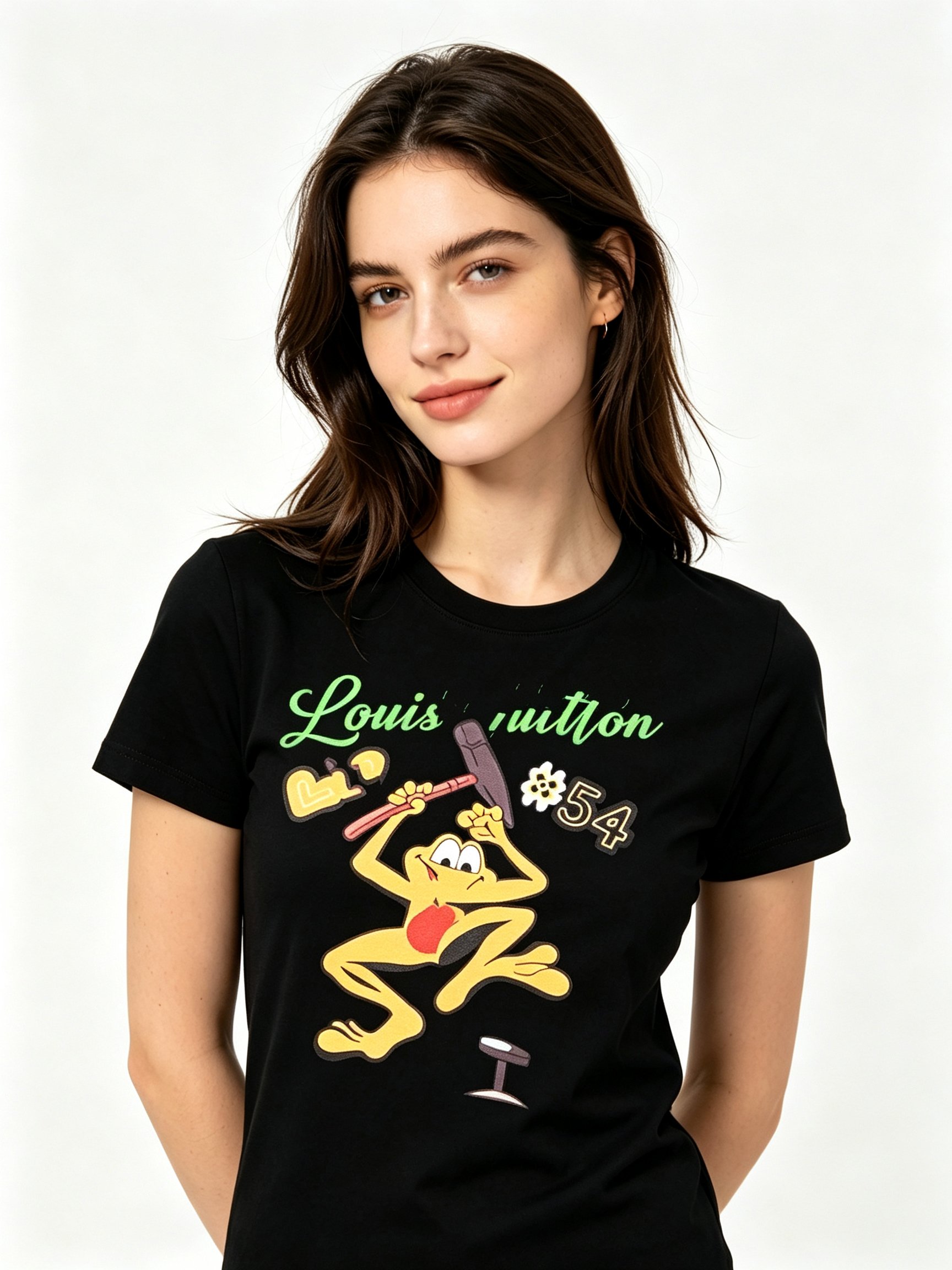 Black Printed Round Neck Regular T-Shirt