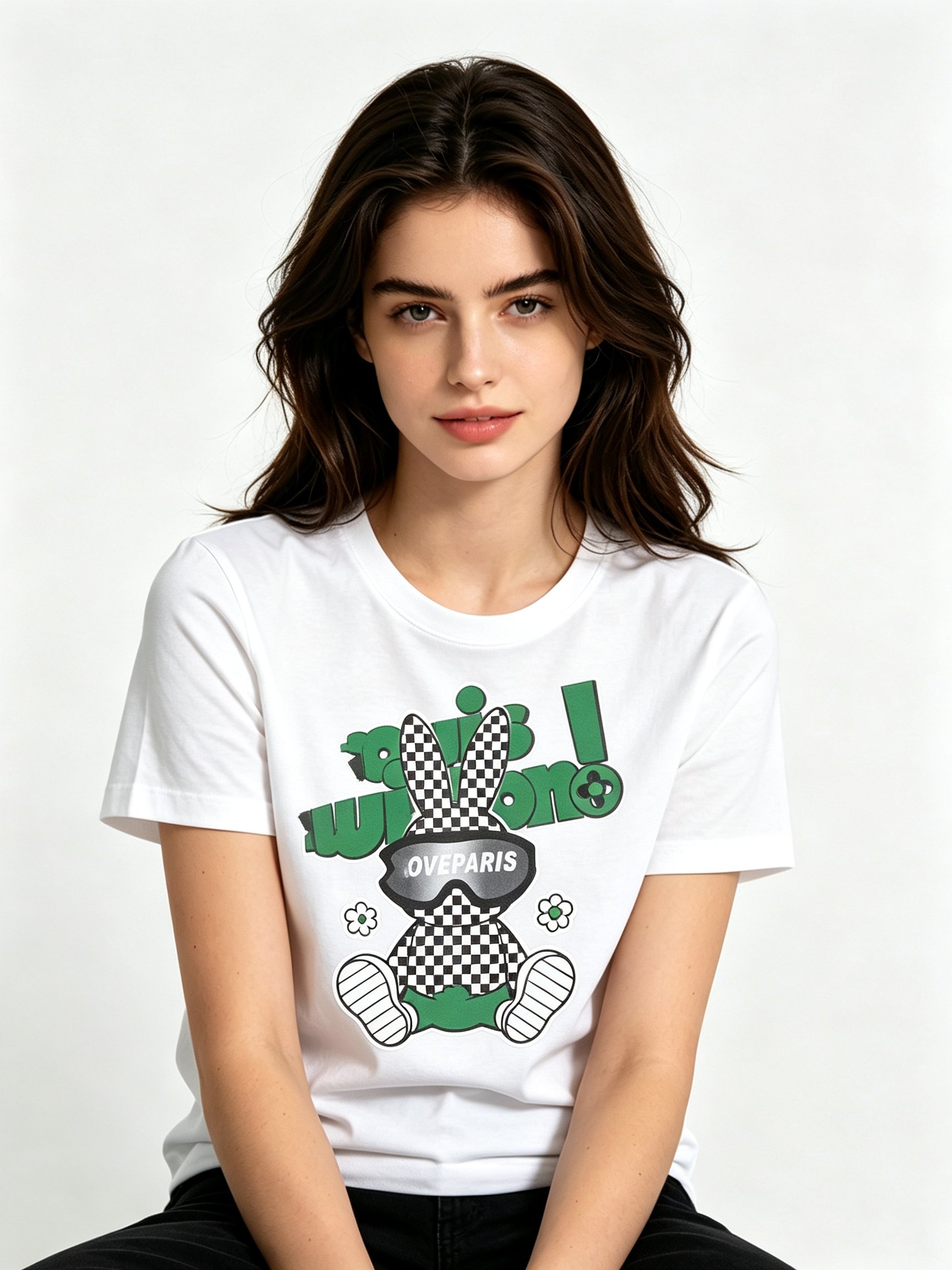 White Printed Round Neck Regular T-Shirt