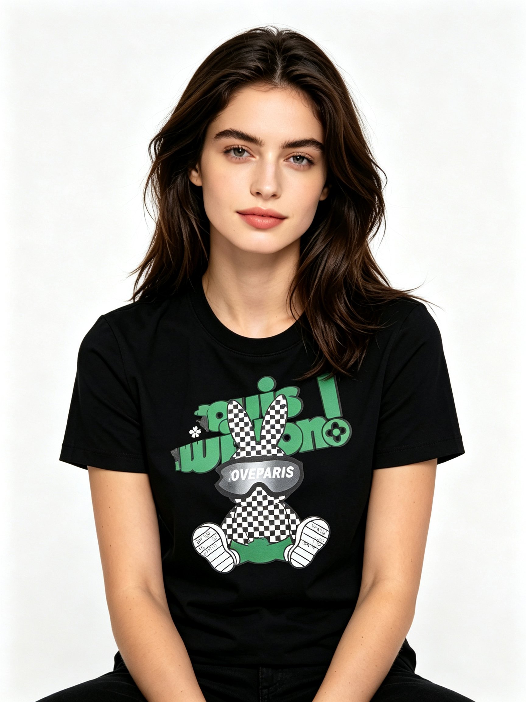 Black Printed Round Neck Regular T-Shirt