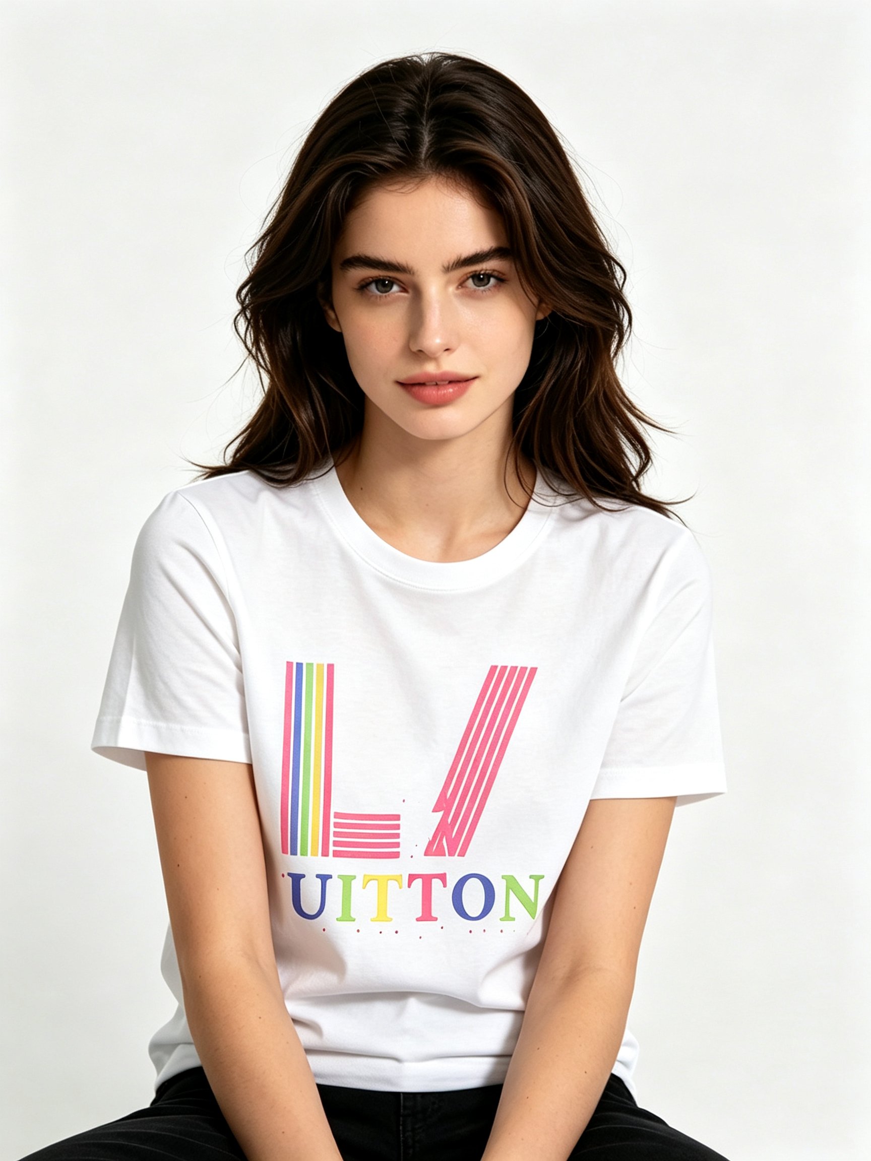 White Printed Round Neck Regular T-Shirt