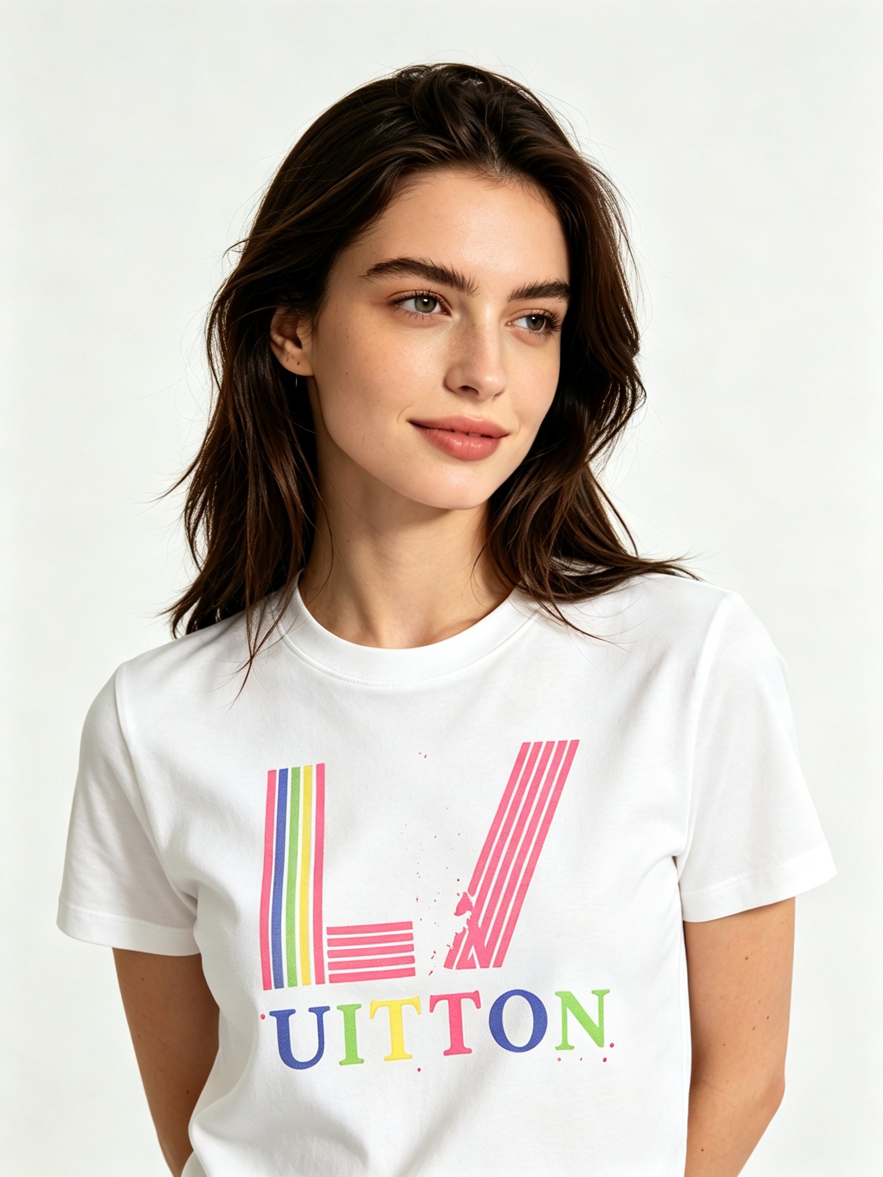 White Printed Round Neck Regular T-Shirt