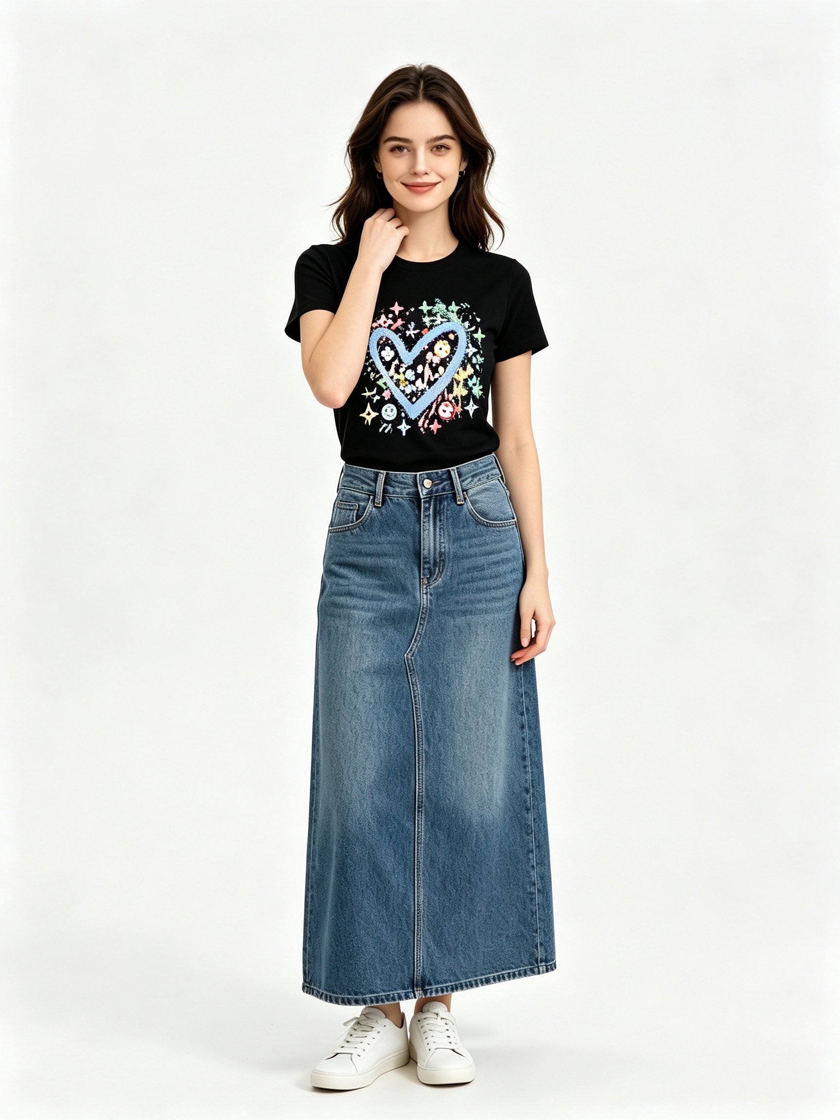 Black Printed Round Neck Regular T-Shirt