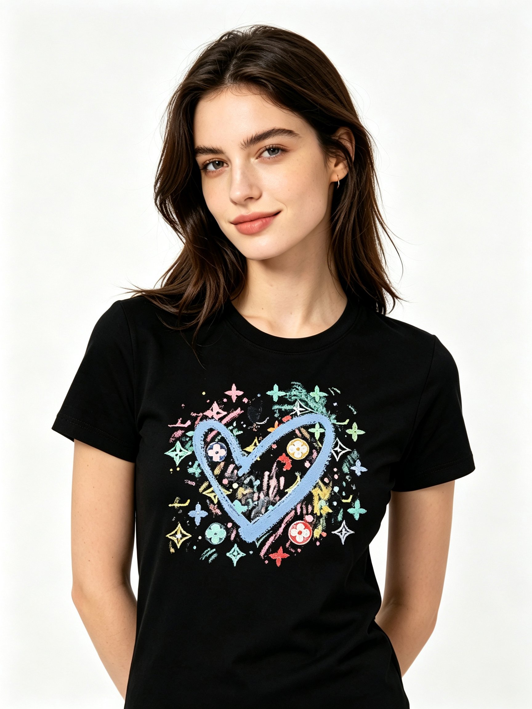 Black Printed Round Neck Regular T-Shirt
