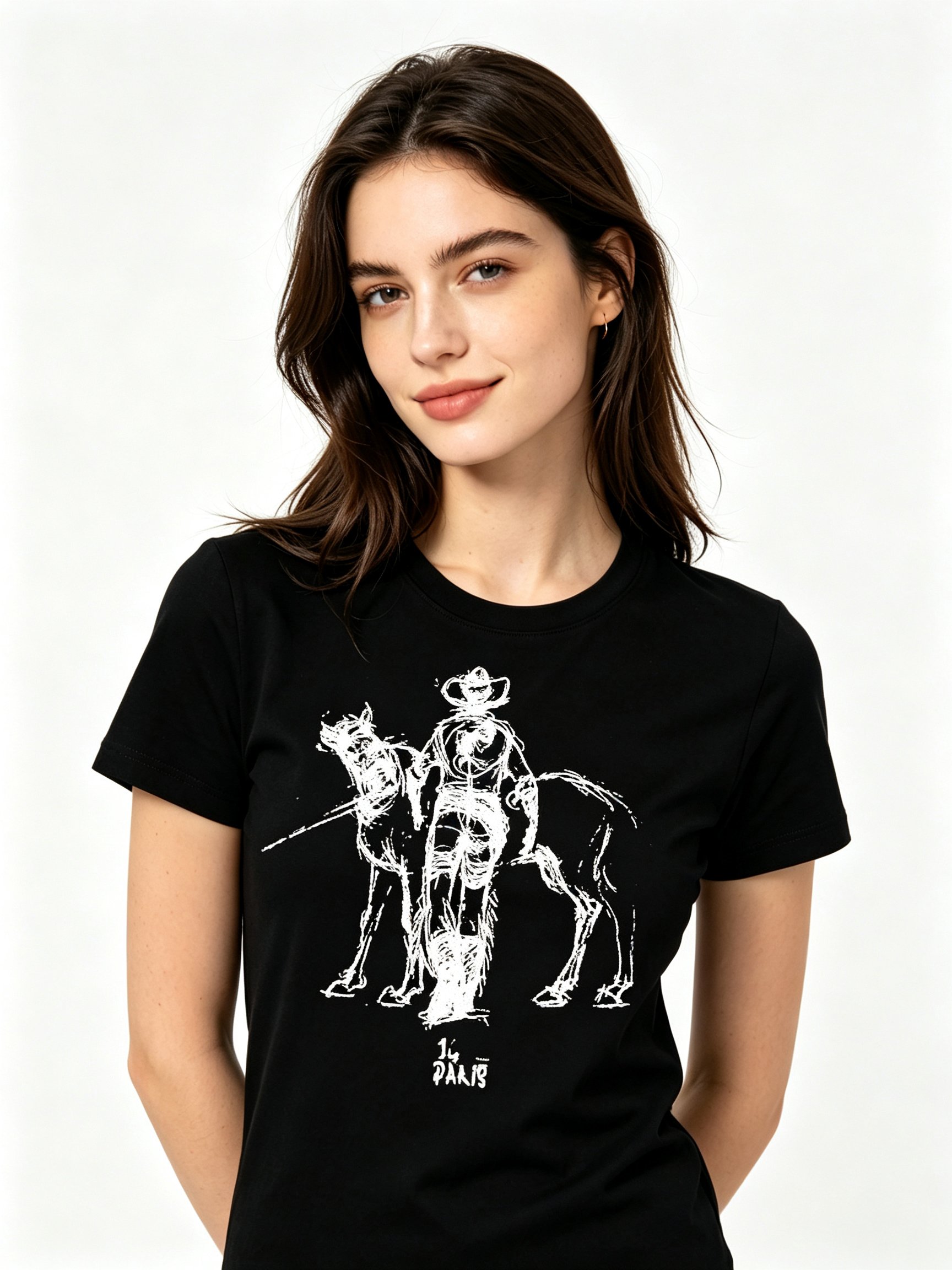 Black Printed Round Neck Regular T-Shirt