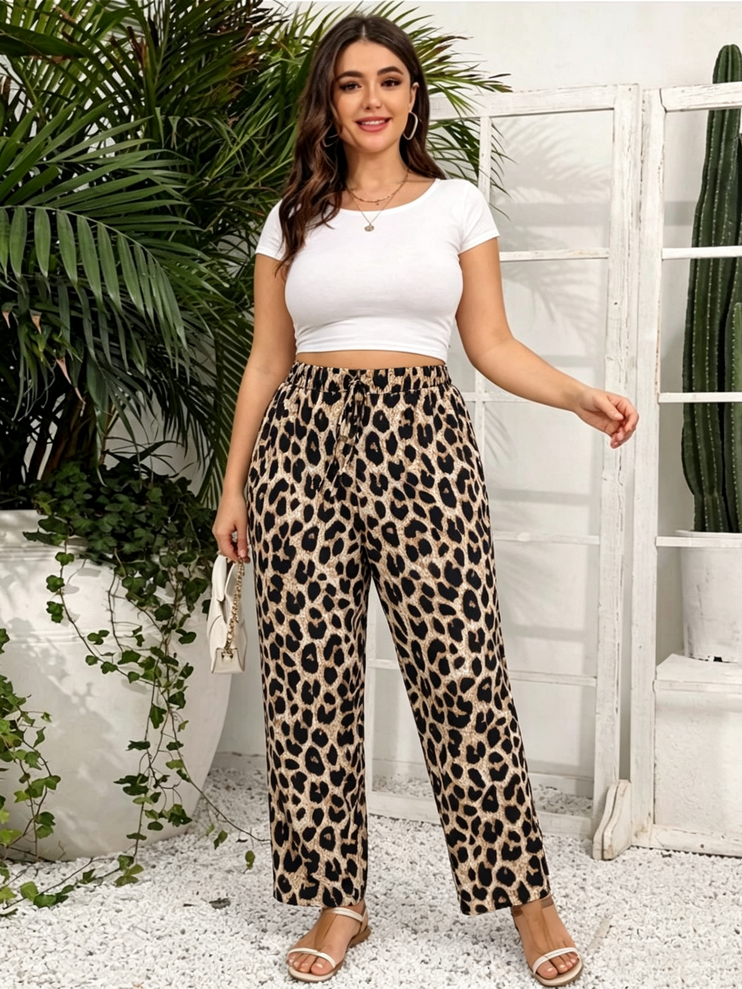 Brown Solid Straight Leg Trousers