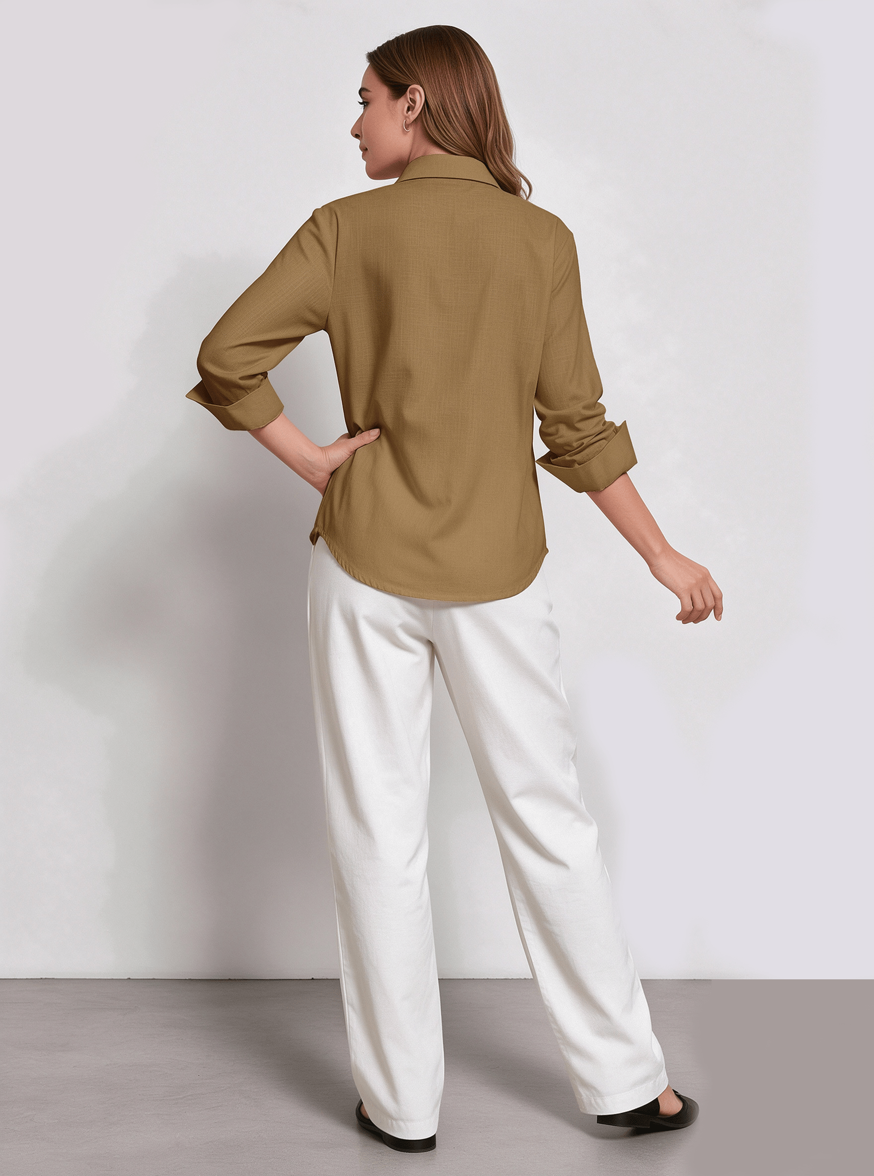 Brown Solid Long Sleeves Regular Shirt