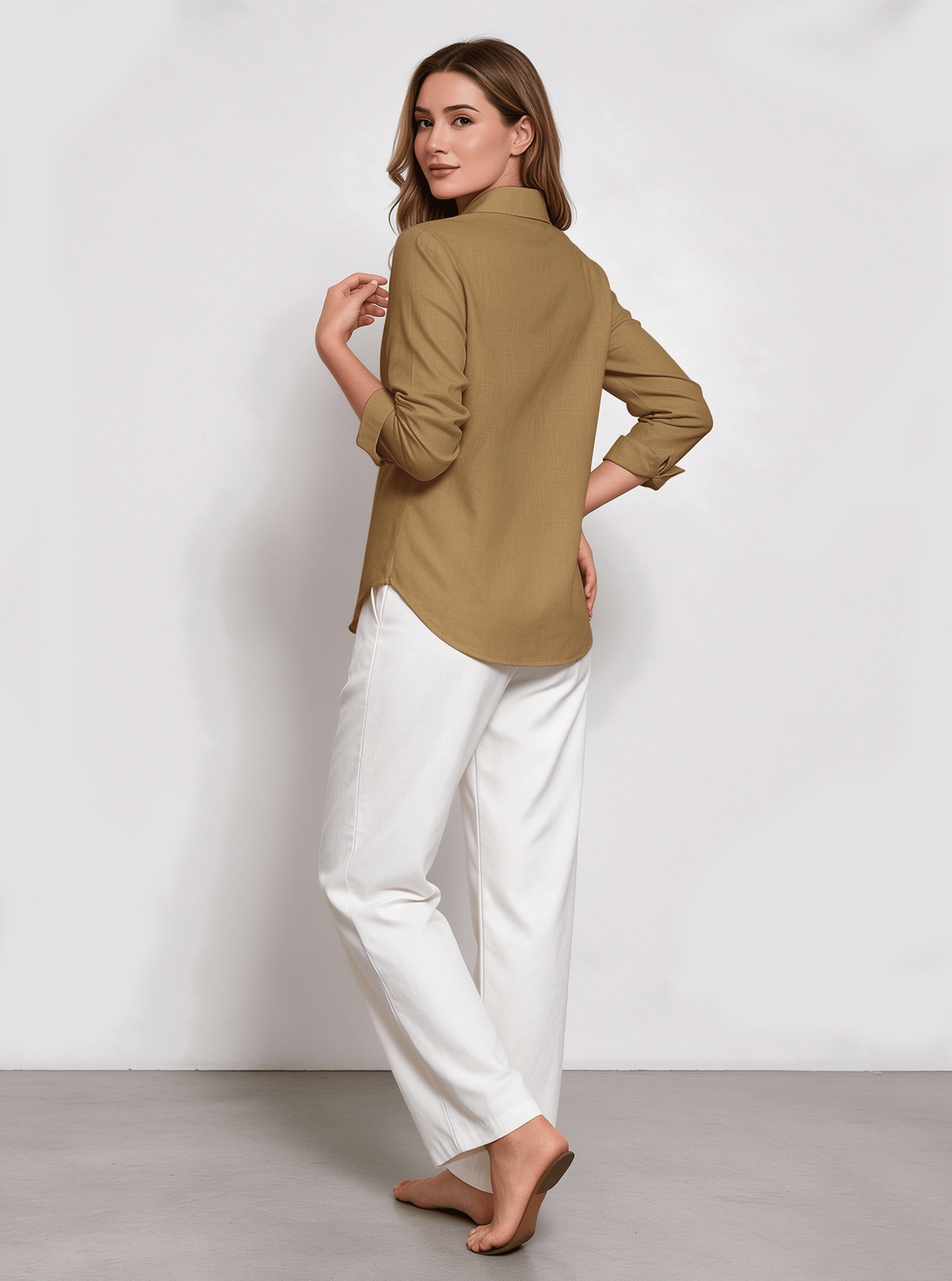 Brown Solid Long Sleeves Regular Shirt