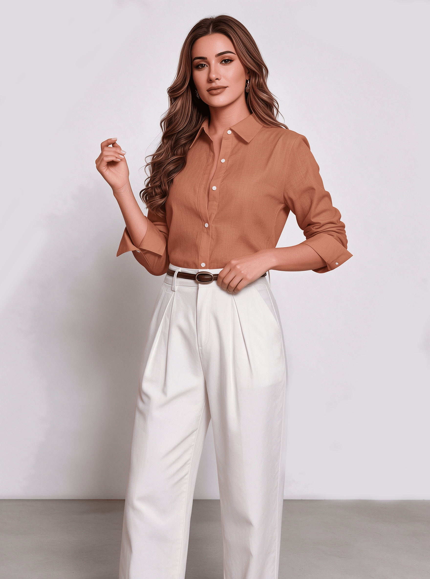 Orange Solid Long Sleeves Regular Shirt