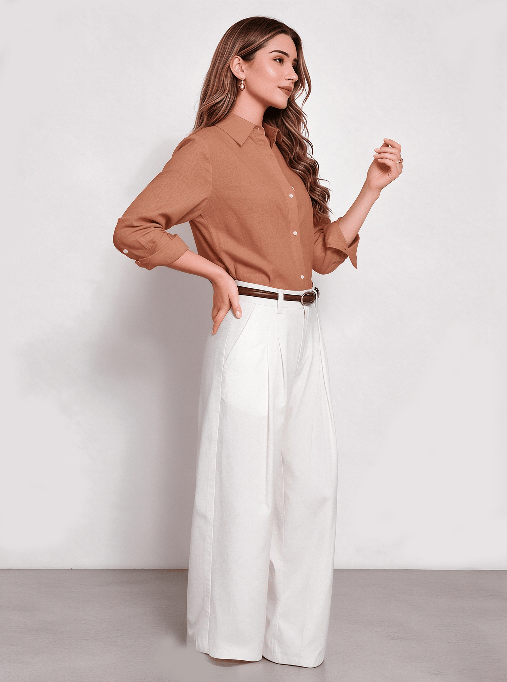 Orange Solid Long Sleeves Regular Shirt