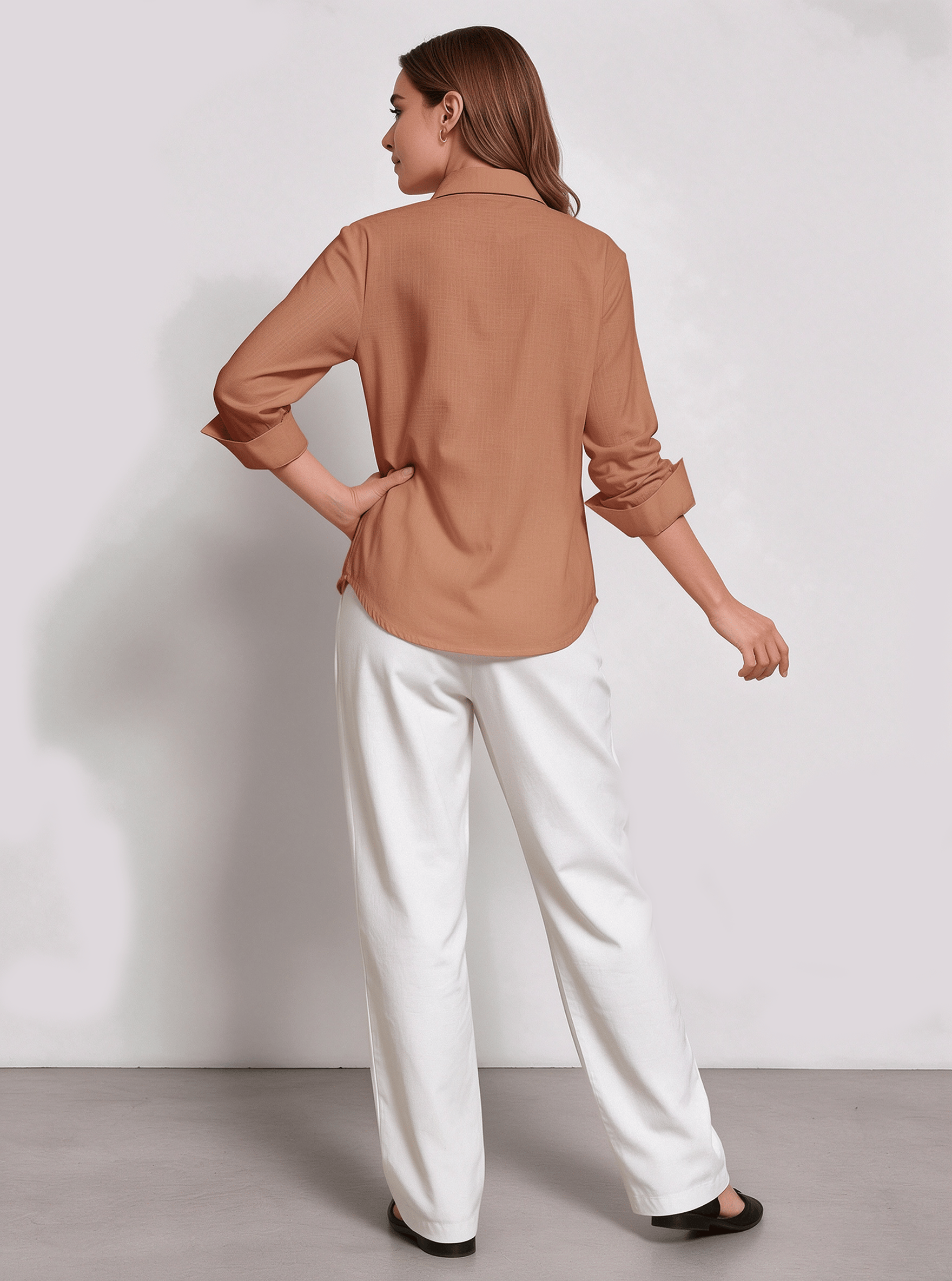 Orange Solid Long Sleeves Regular Shirt