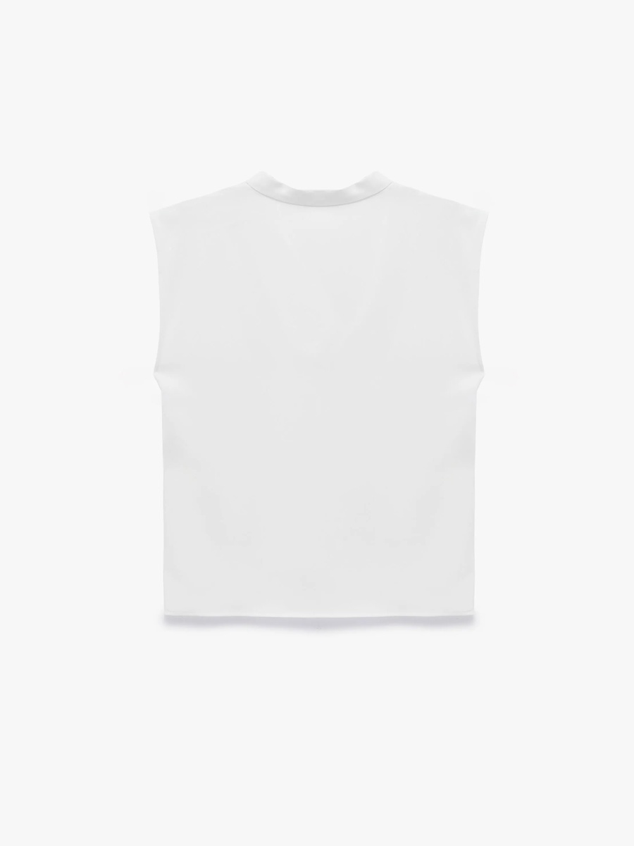 White Sleeveless Cowl Neck Top