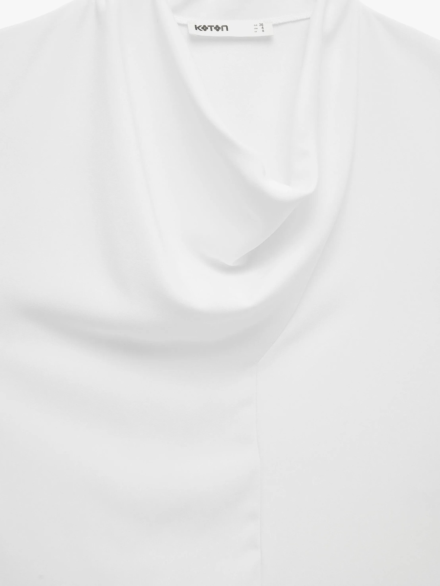 White Sleeveless Cowl Neck Top