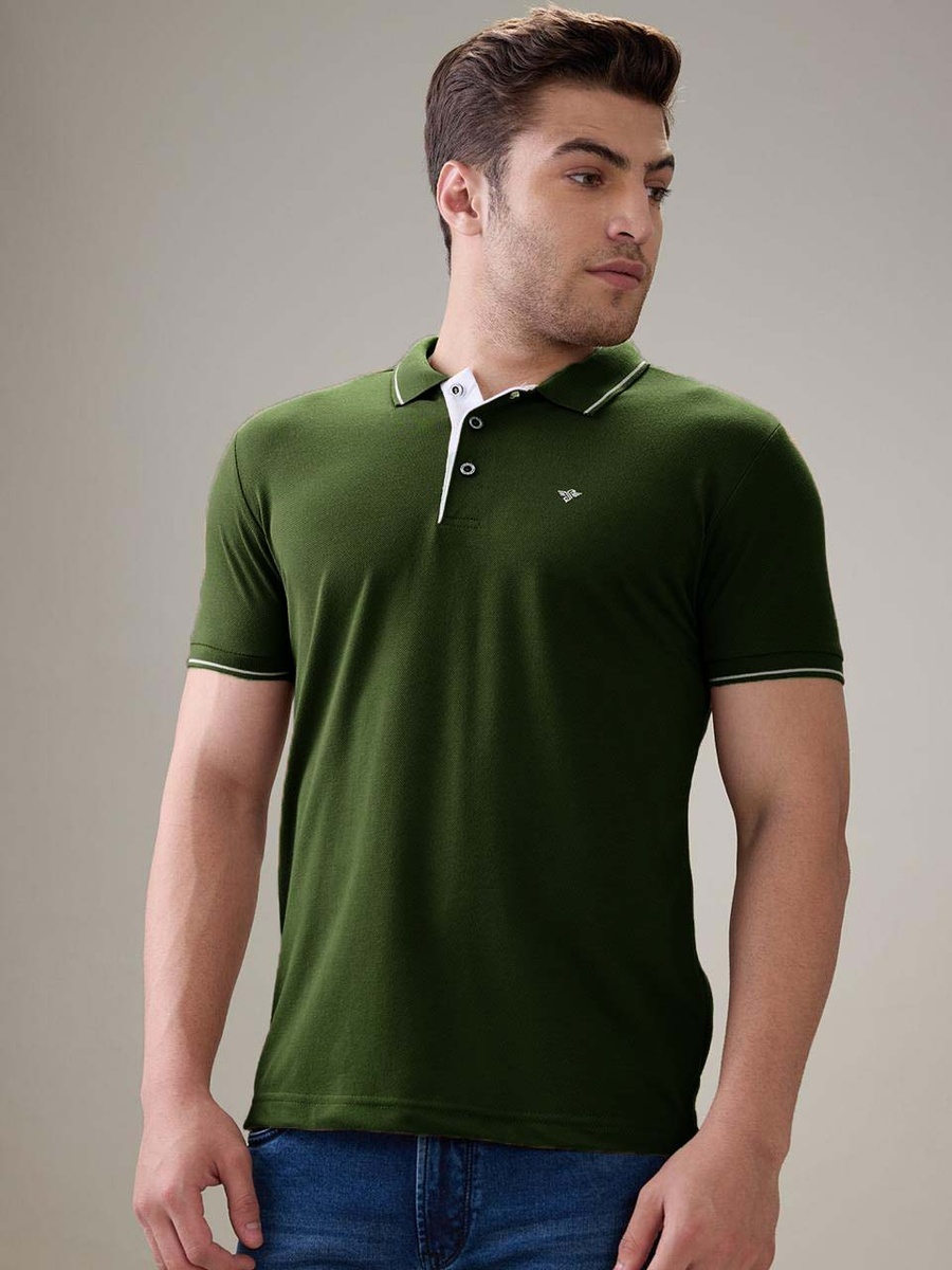 Solid Brand Logo Regular Fit Polo T-Shirt