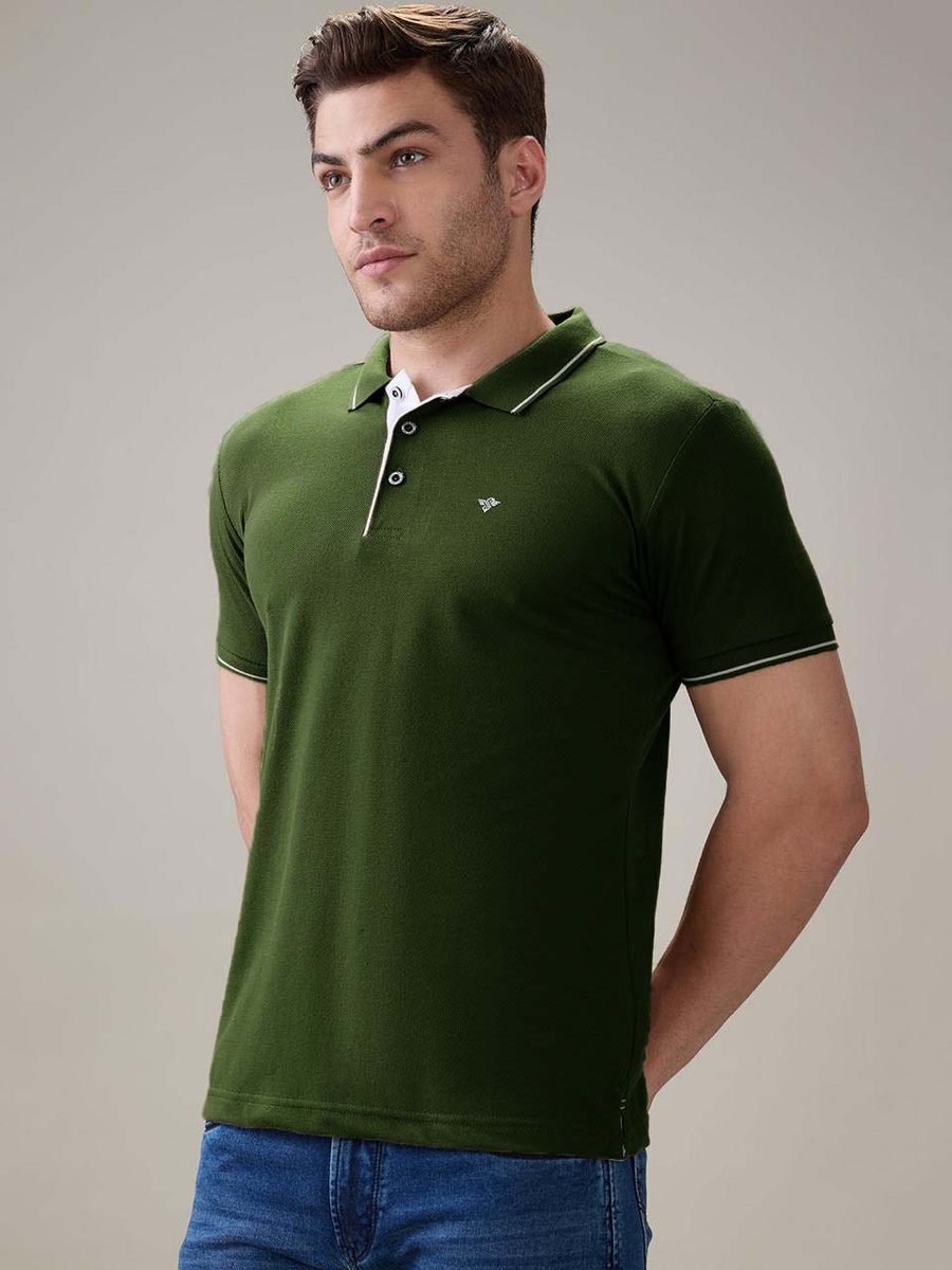 Solid Brand Logo Regular Fit Polo T-Shirt