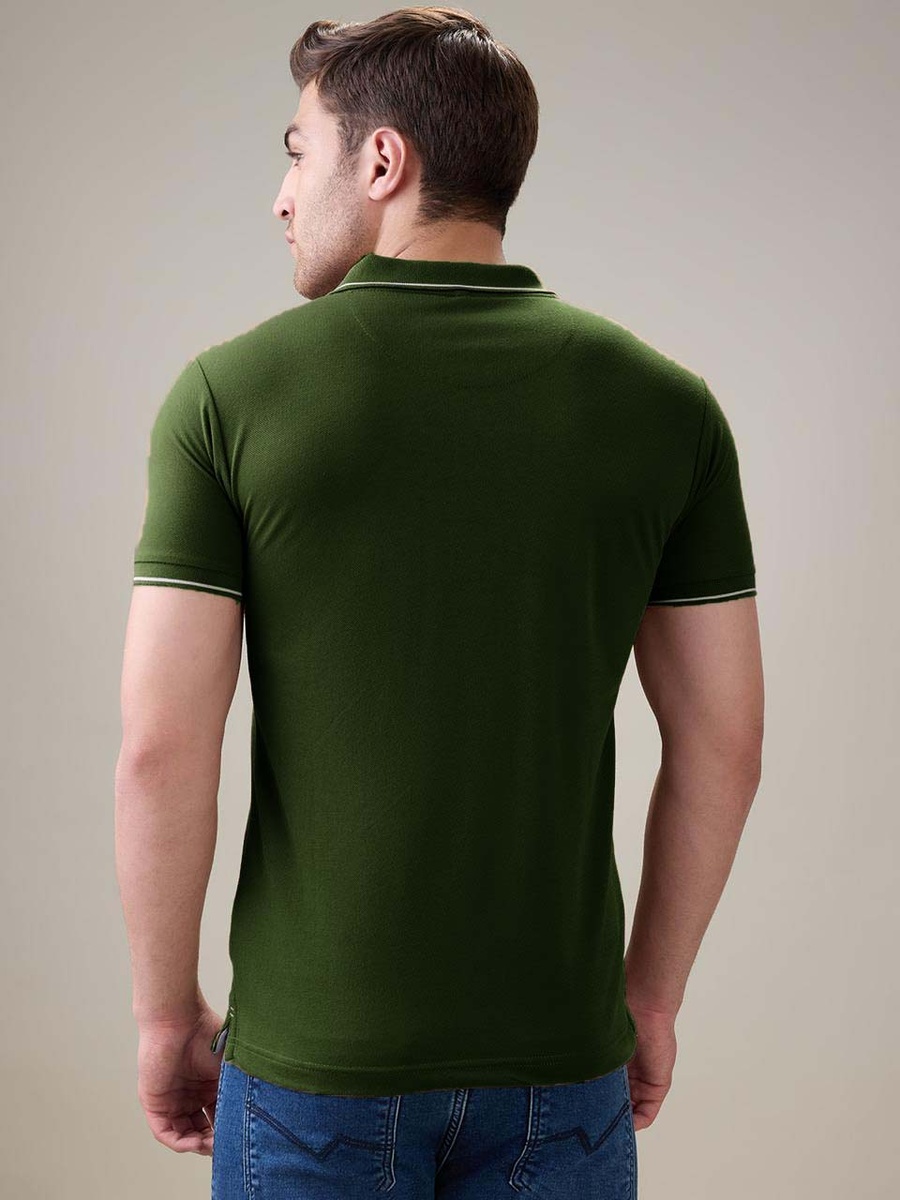 Solid Brand Logo Regular Fit Polo T-Shirt